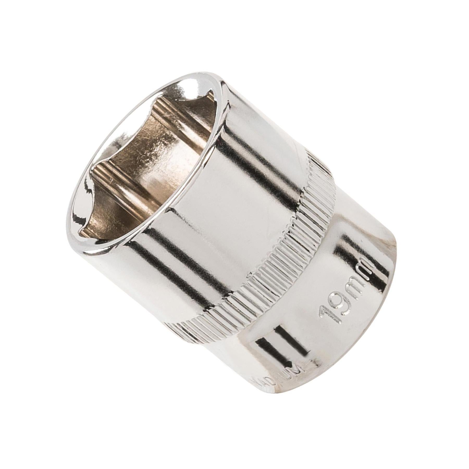 Socket 3/8" Drive Metric Hex Square 19mm Individual Hex Polished Crv Tool