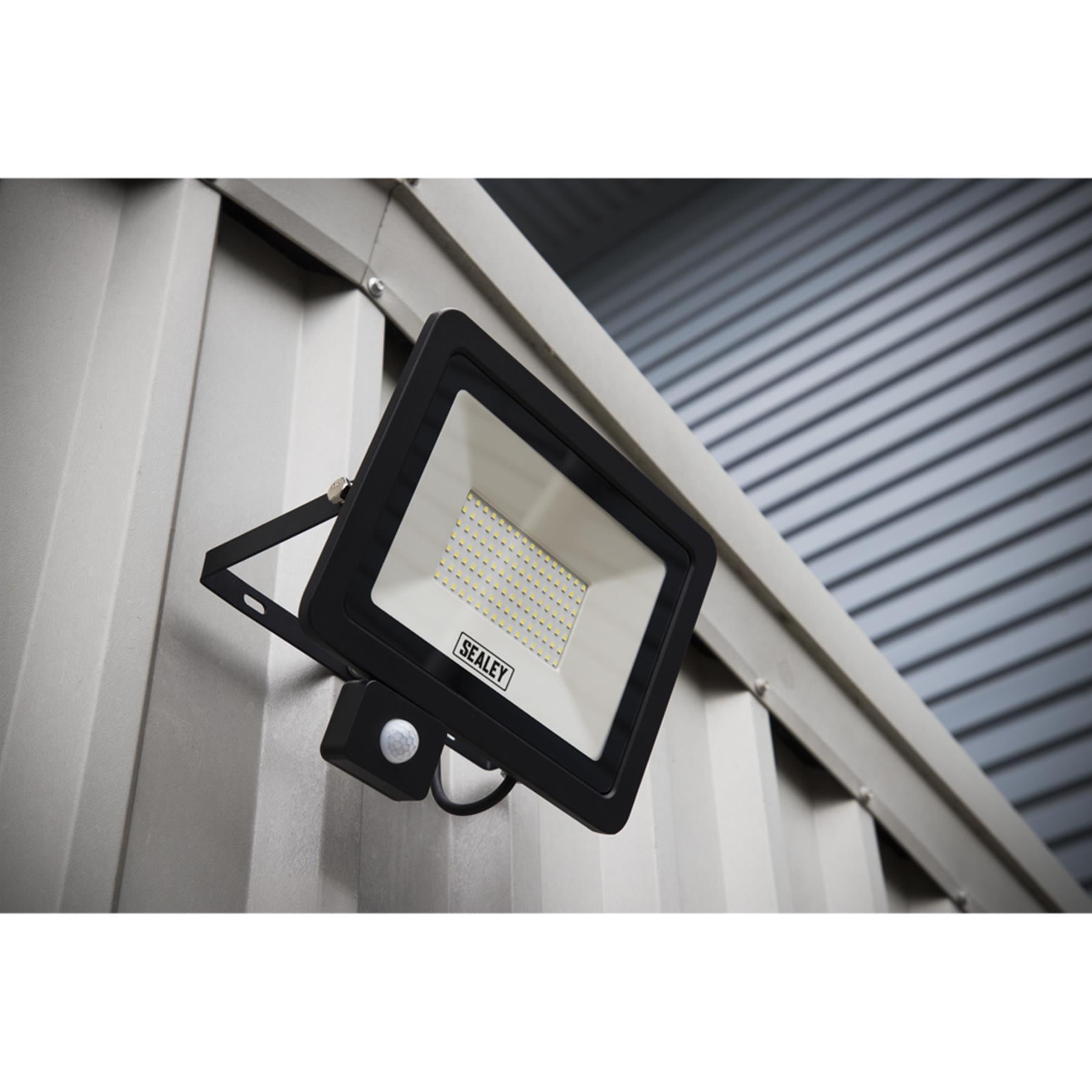 Extra Slim Floodlight with PIR Sensor 100W SMD LED. Sealey