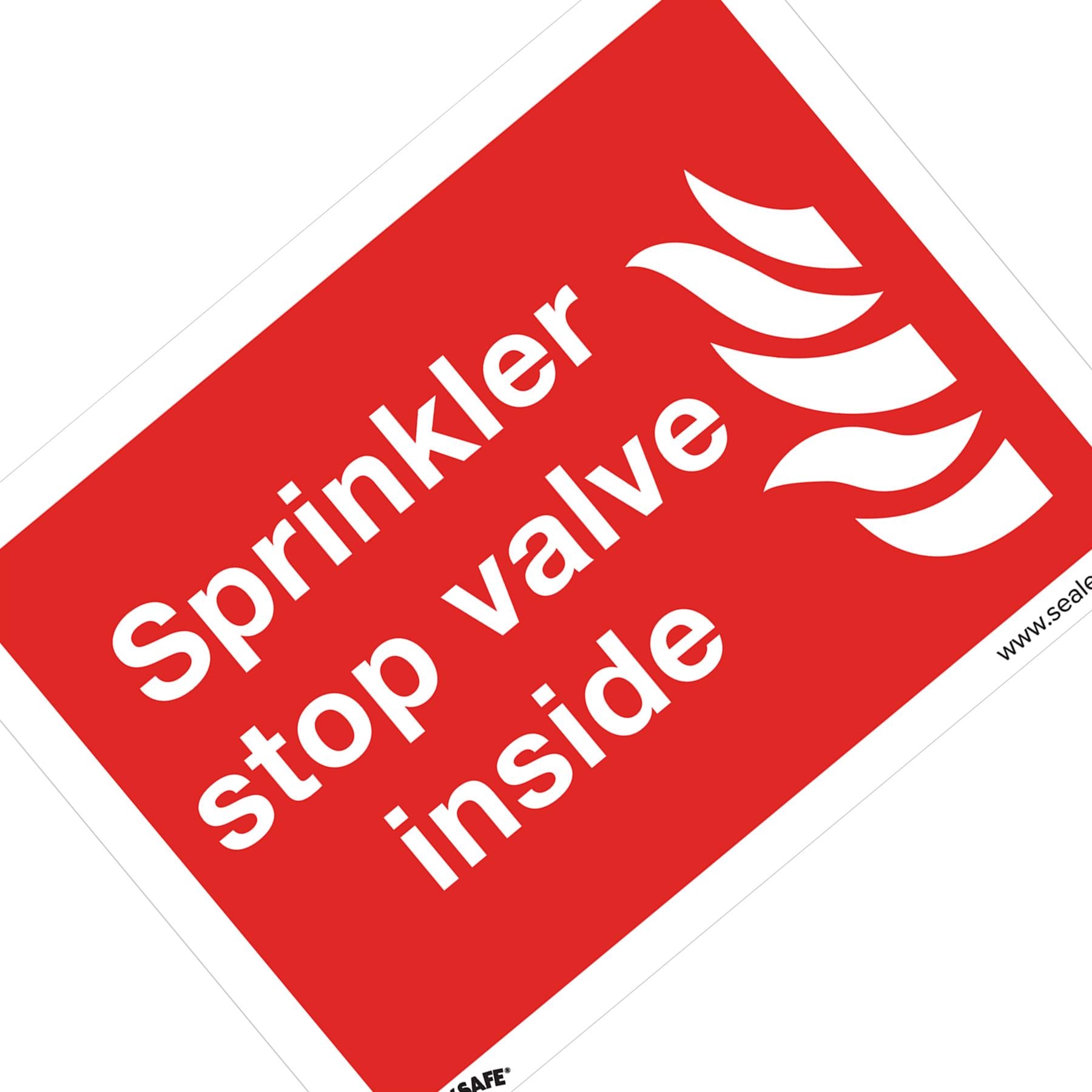 Sealey Safety Sign - Sprinkler Stop Valve - Self-Adhes. Pack of 10
