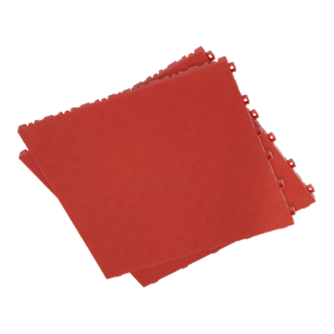 Sealey Polypropylene Floor Tile-Red Treadplate 400x400mm Pack of 9