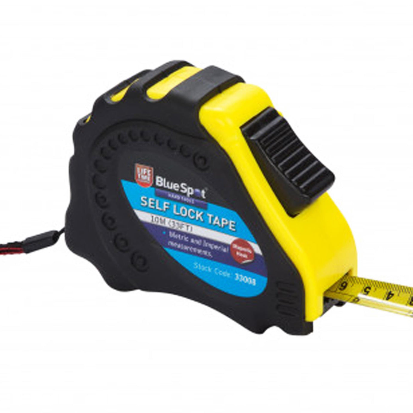 BlueSpot 10m Retractable Tape Measure Griplock Imperial Metric Measuring Metres