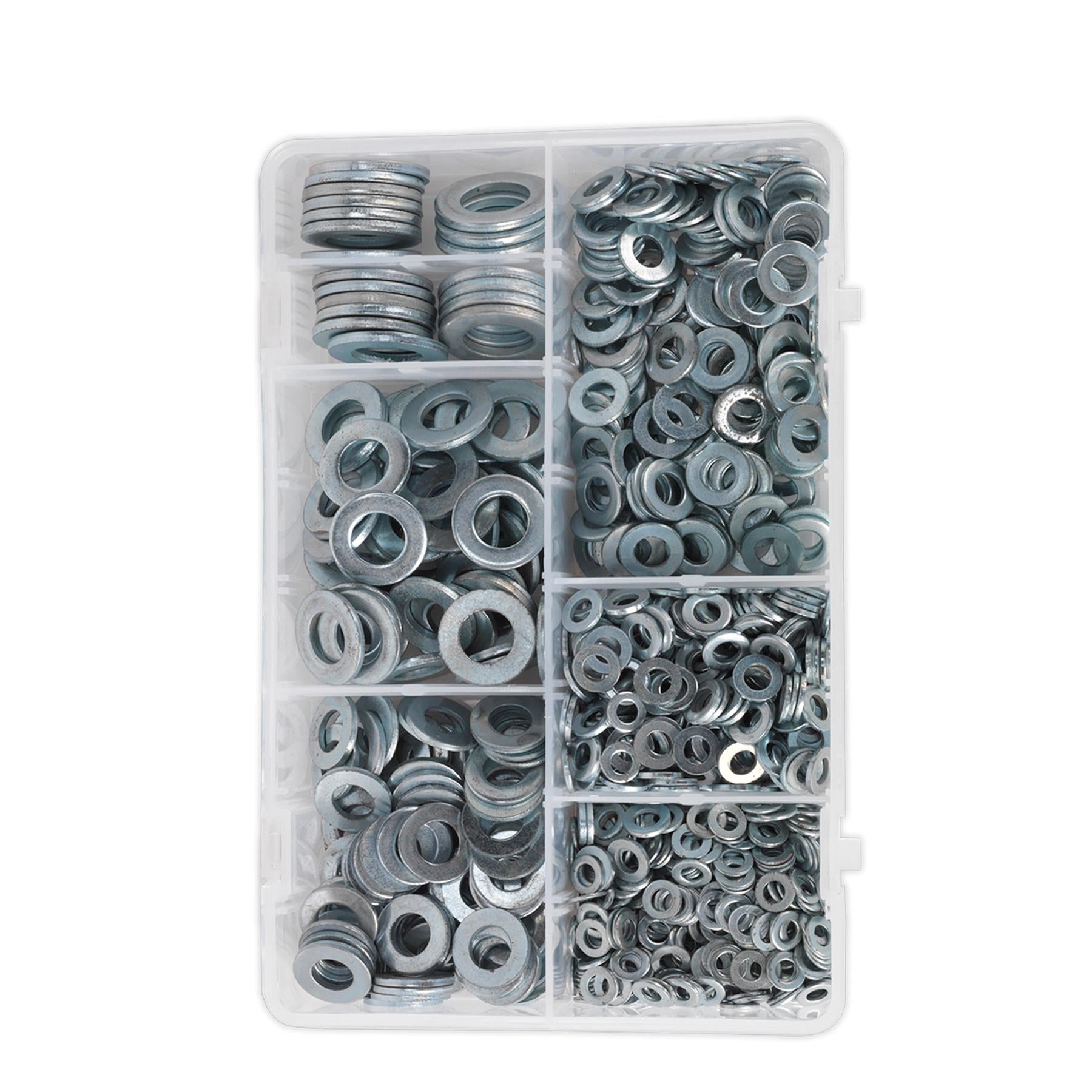 Sealey Washers Set 1070pc Stainless Steel Flat Washer Assortment M5-M16 A Metric