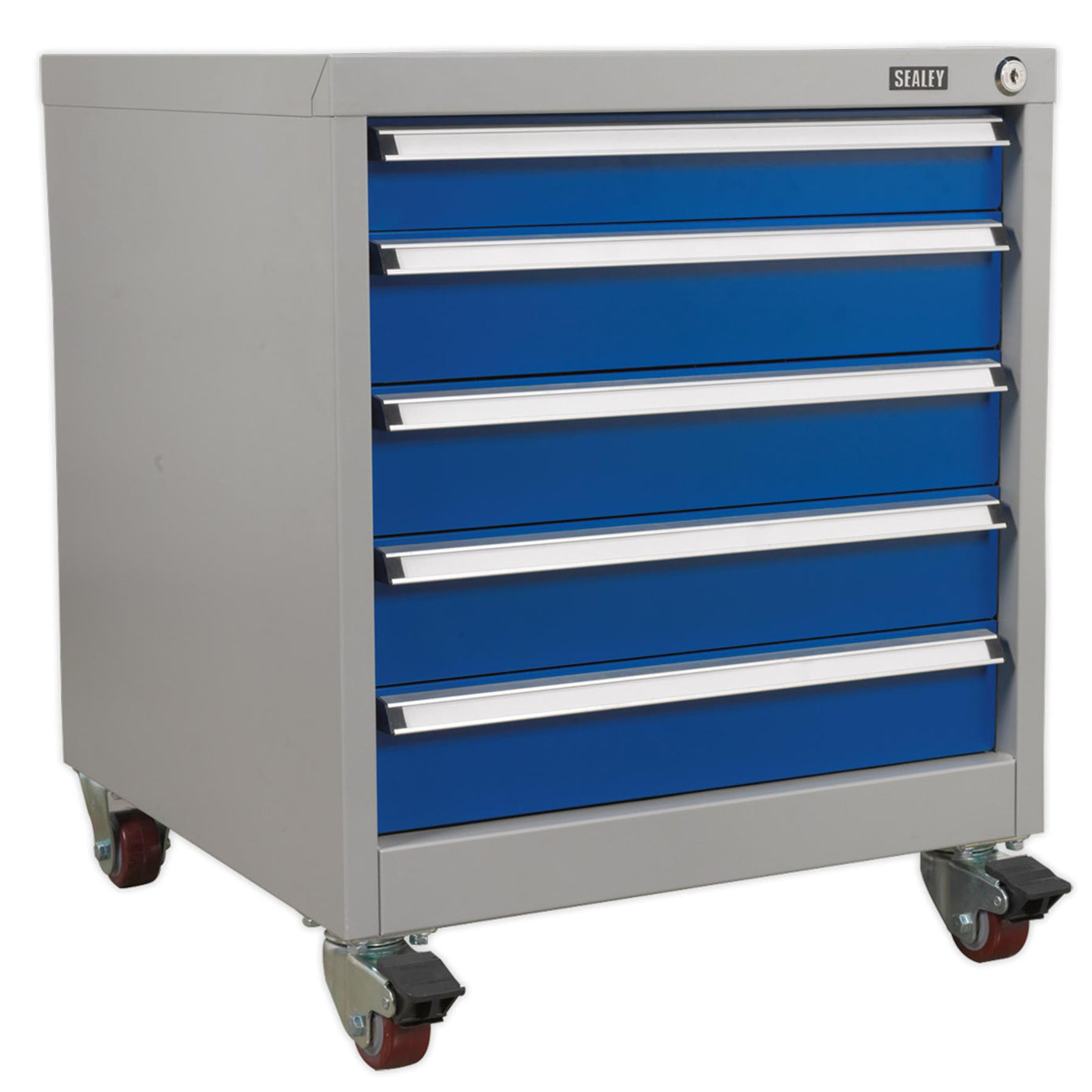 Sealey Mobile Industrial Cabinet 5 Drawer with a load bearing of up to 40kg.