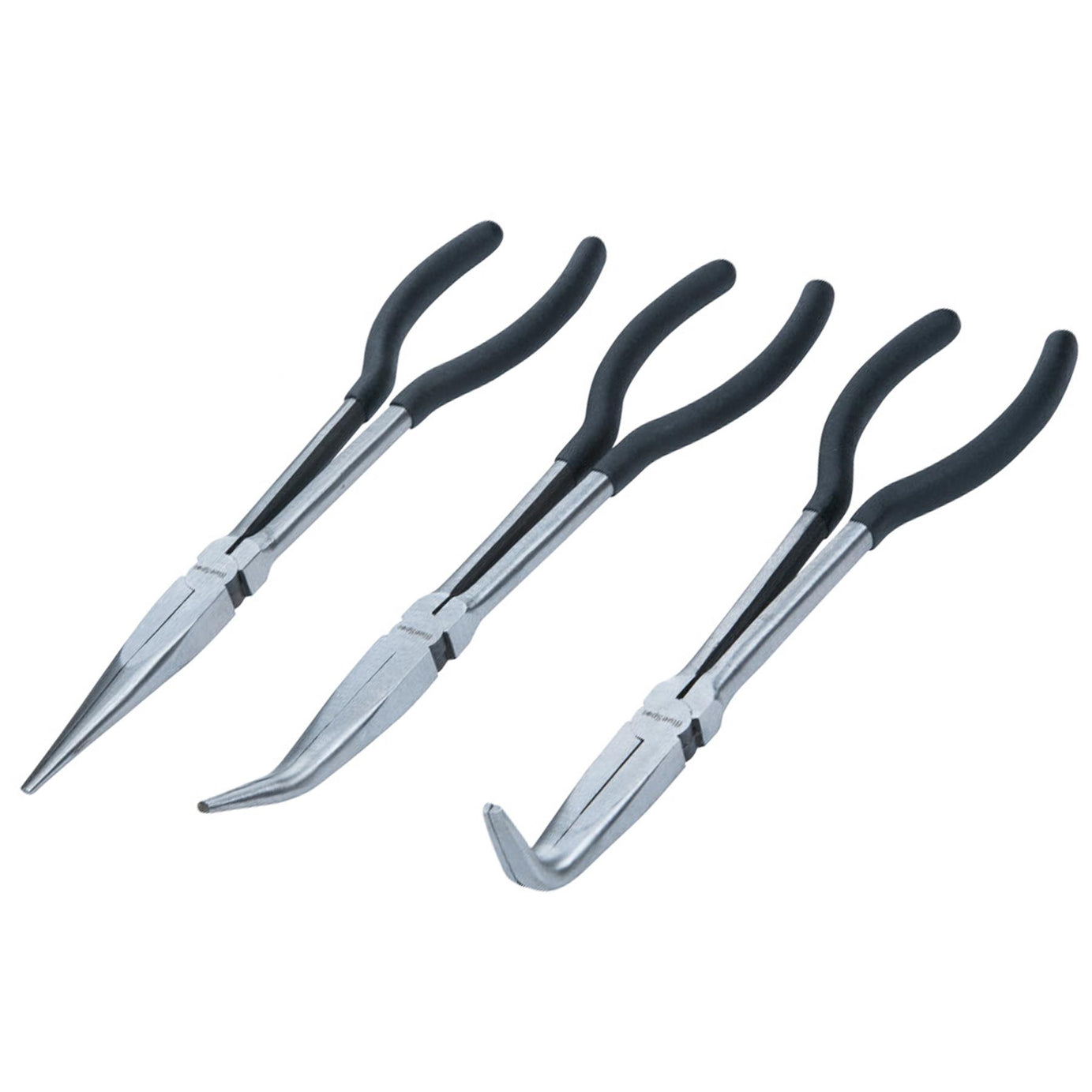 BlueSpot 3Pce Long Reach Plier Set Polished Head Soft-Grip Handles