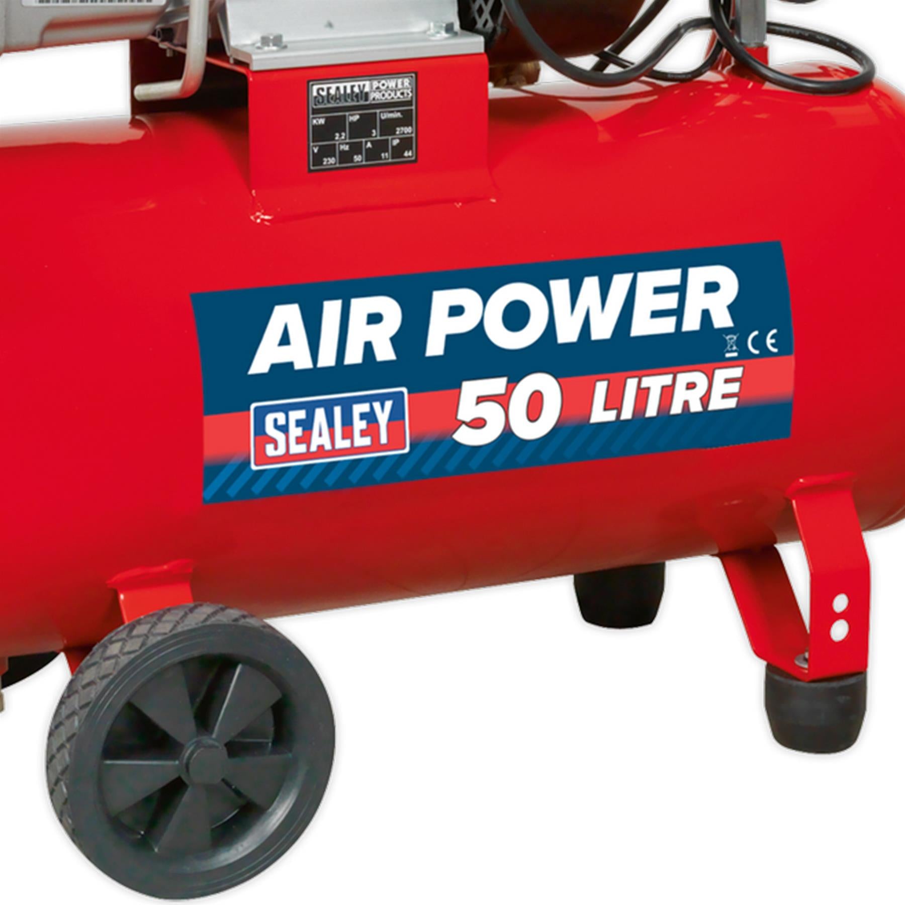 Sealey Compressor 50L V-Twin Direct Drive 3hp