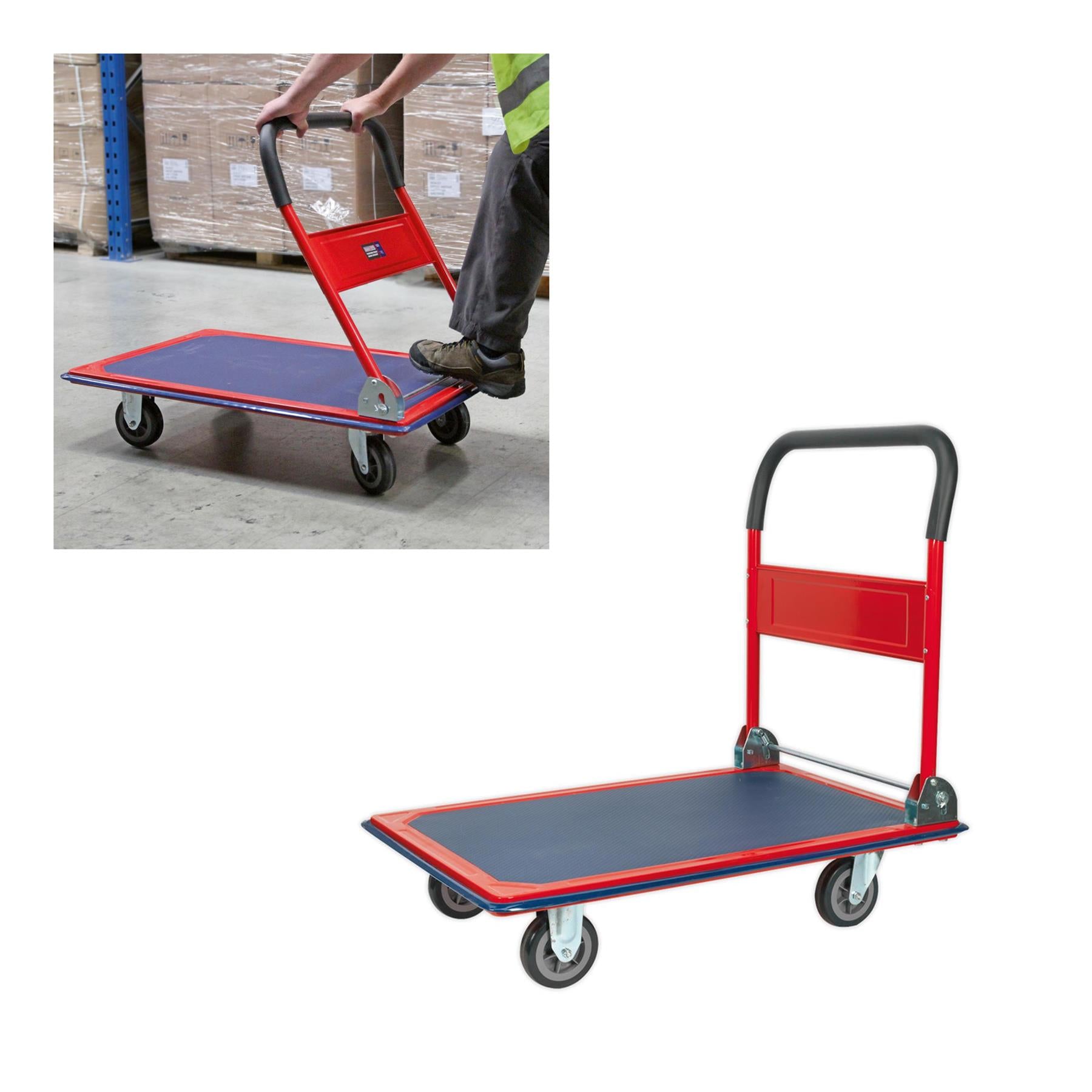 Sealey Platform Truck 300kg Capacity Rubberised Deck & Bumper Strip