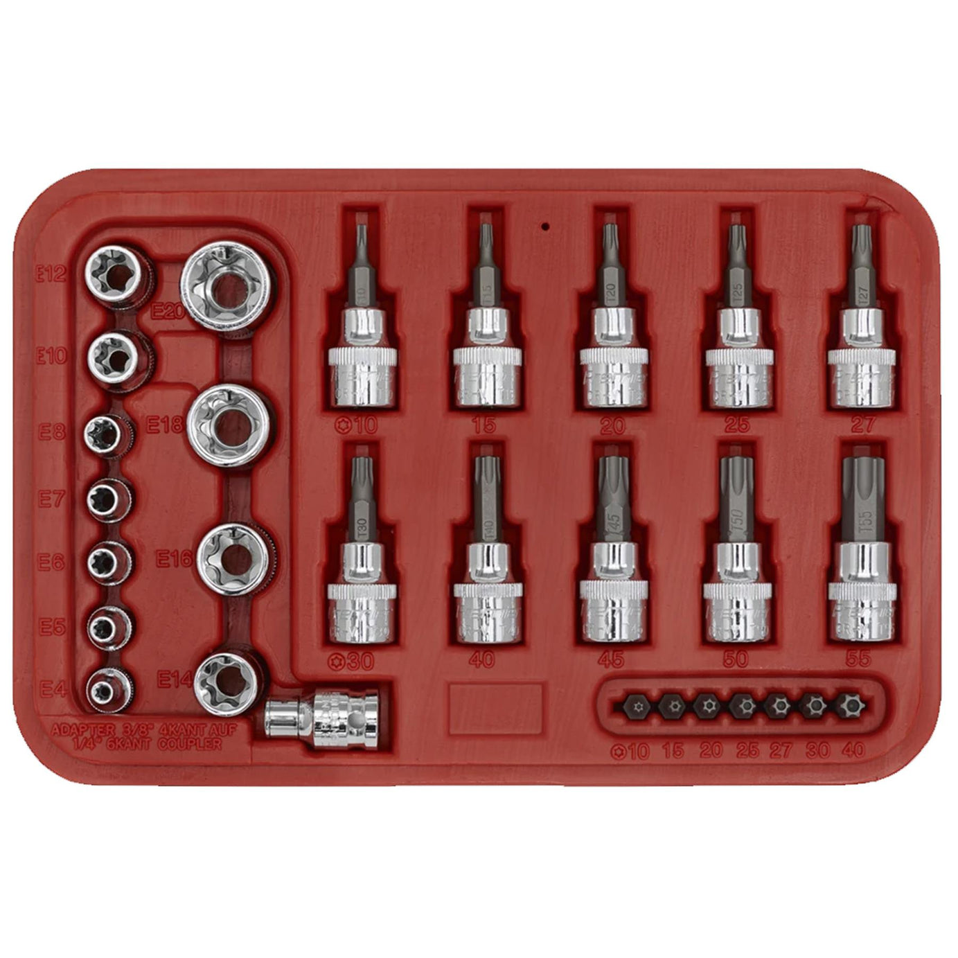 Sealey TRX-Star Socket & Security Bit Set 29pc 1/4"Sq&3/8"Sq Drive