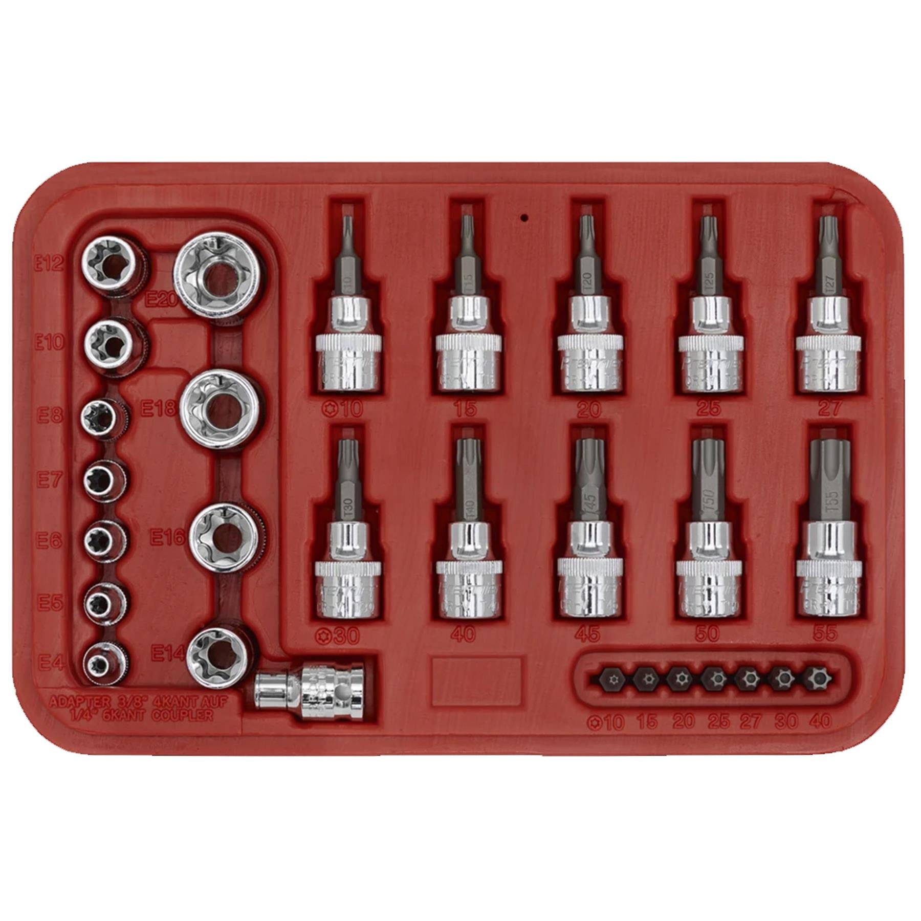Sealey TRX-Star Socket & Security Bit Set 29pc 1/4"Sq&3/8"Sq Drive
