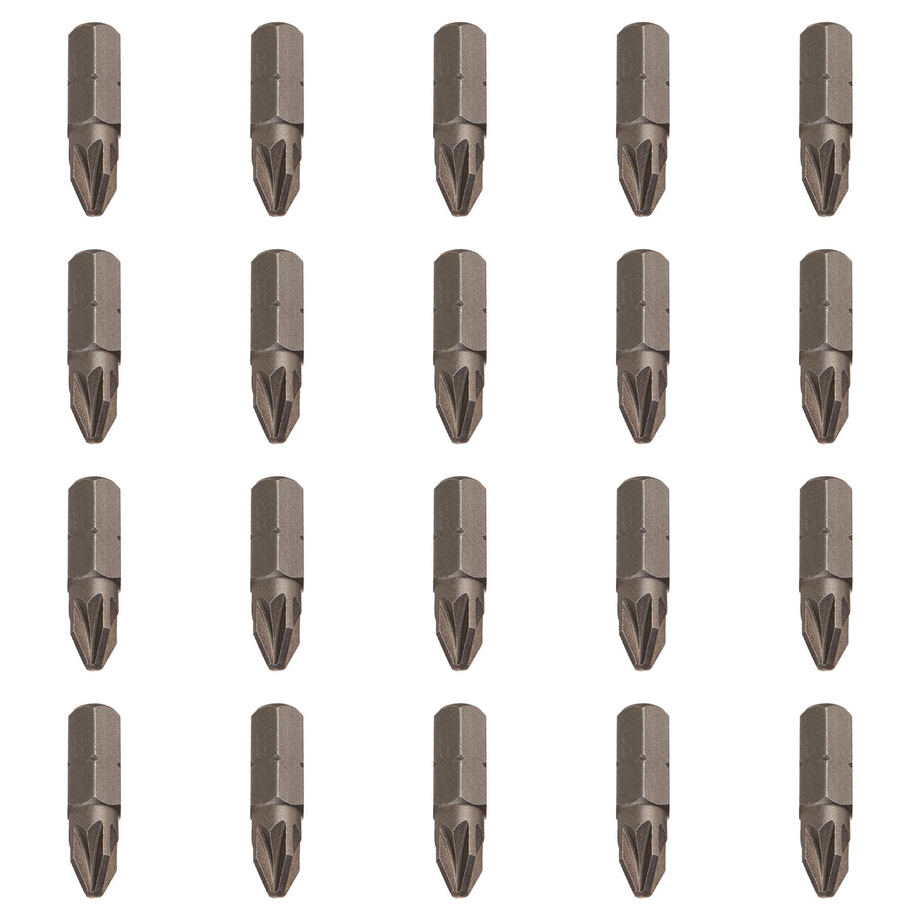 Pozidriv PZ2 Screwdriver Bits CRV Chrome Vanadium Steel 1/4" Hex Drive 20Pcs