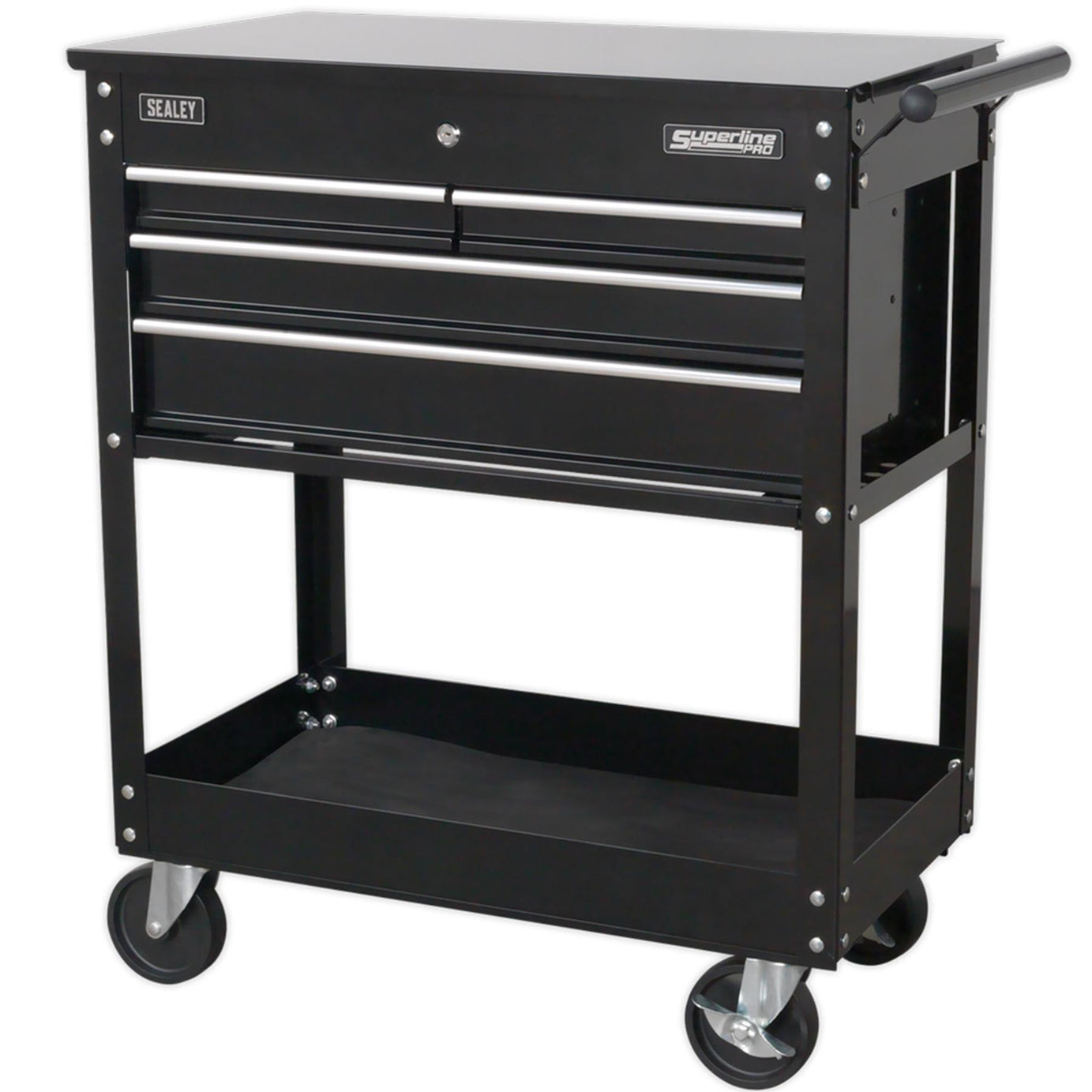 Sealey Mobile Tool/Parts Trolley 4 Drawer + Lockable Top - Black