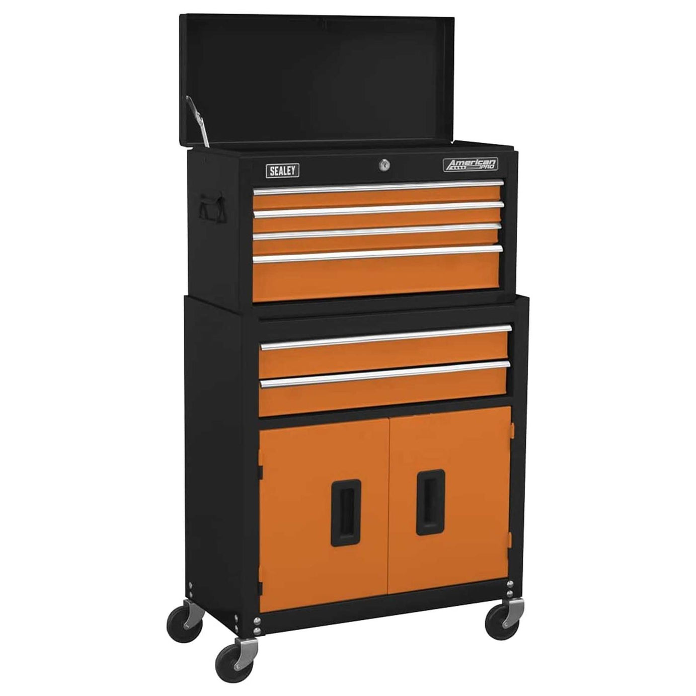 Sealey Topchest & Rollcab Combination 6 Drawer with Ball-Bearing Slides - Orange