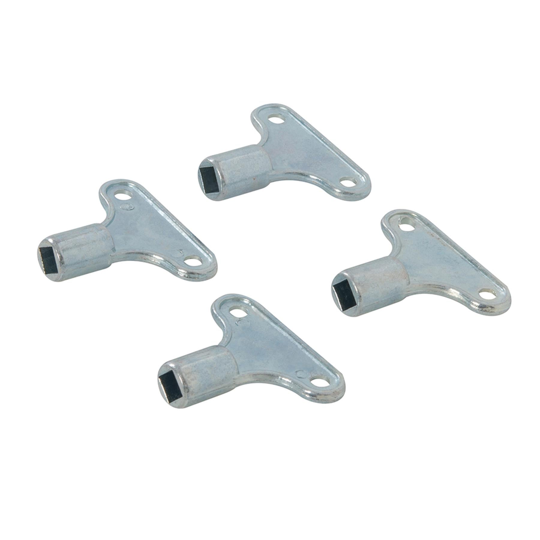 Radiator Bleed & Vent Key 4Pk Zinc Alloy For Bleeding And Draining