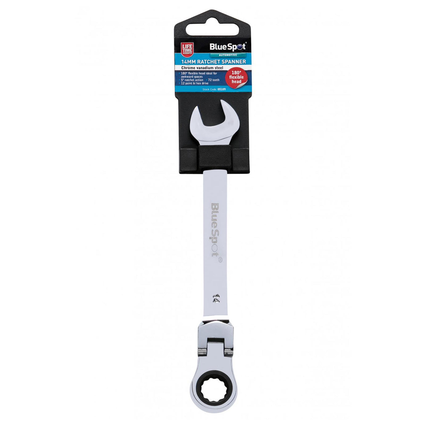 BlueSpot Ratchet Spanner Combination Flexible Head Wrench Metric 14mm