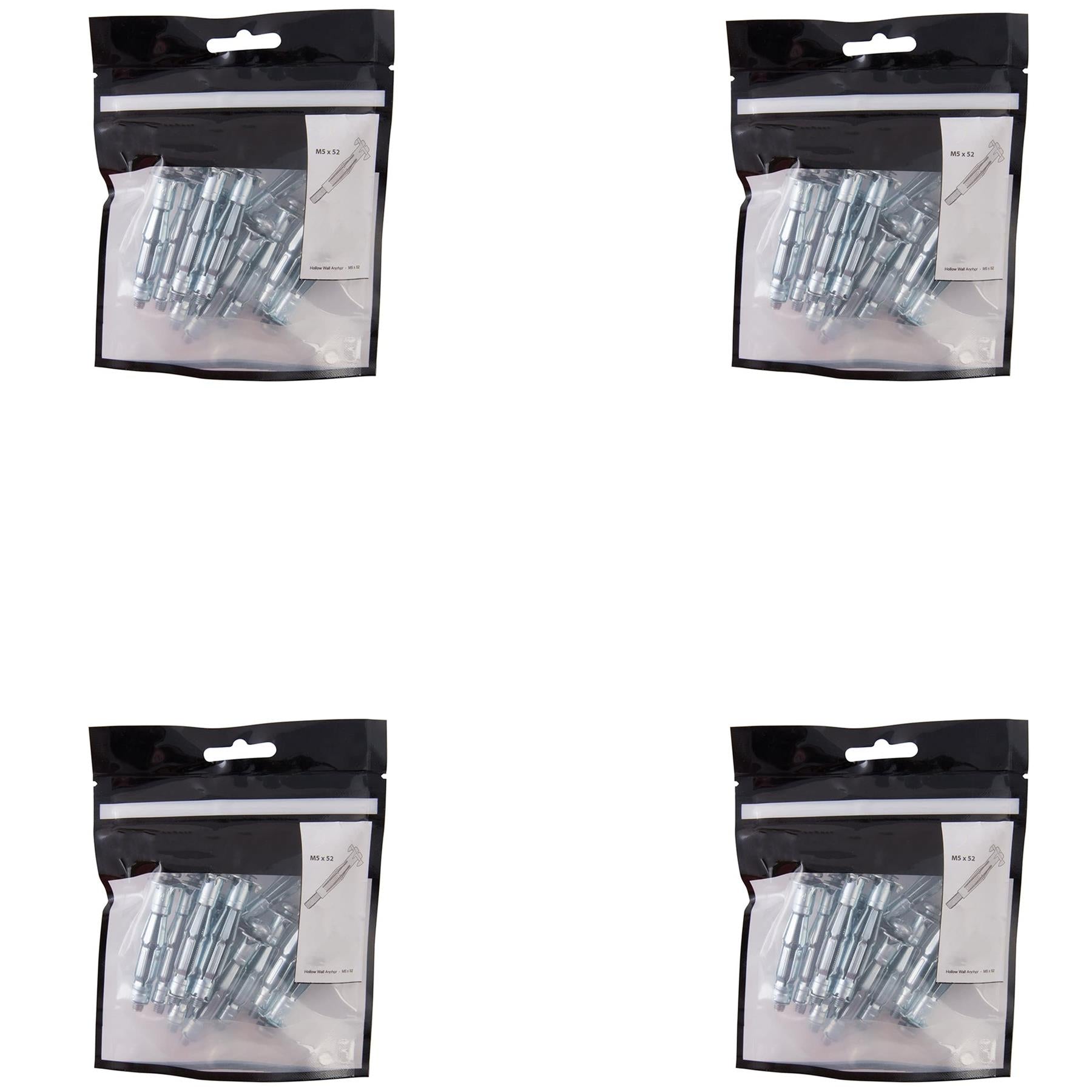 Hollow Wall Anchors Flush Finish With Anti-Rotation Barbs 40Pk M5 X 52mm