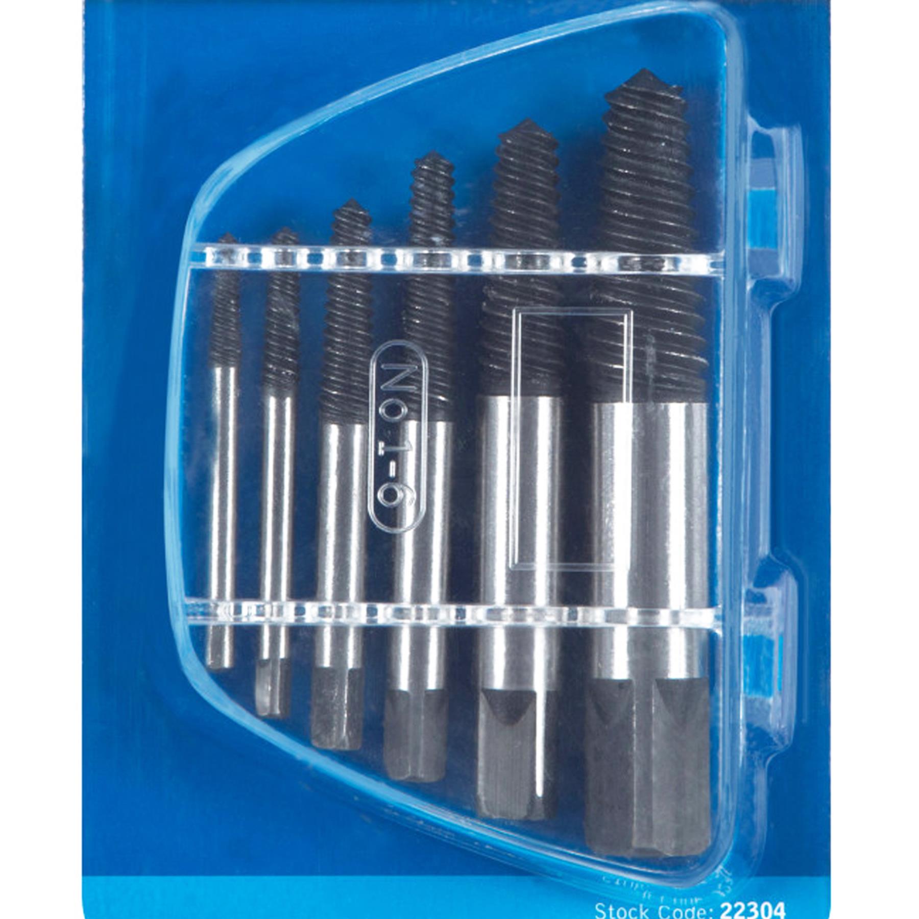 BlueSpot 6pc Screw Extractor Drill Bits Set Broken Damaged Screws Bolt Remover
