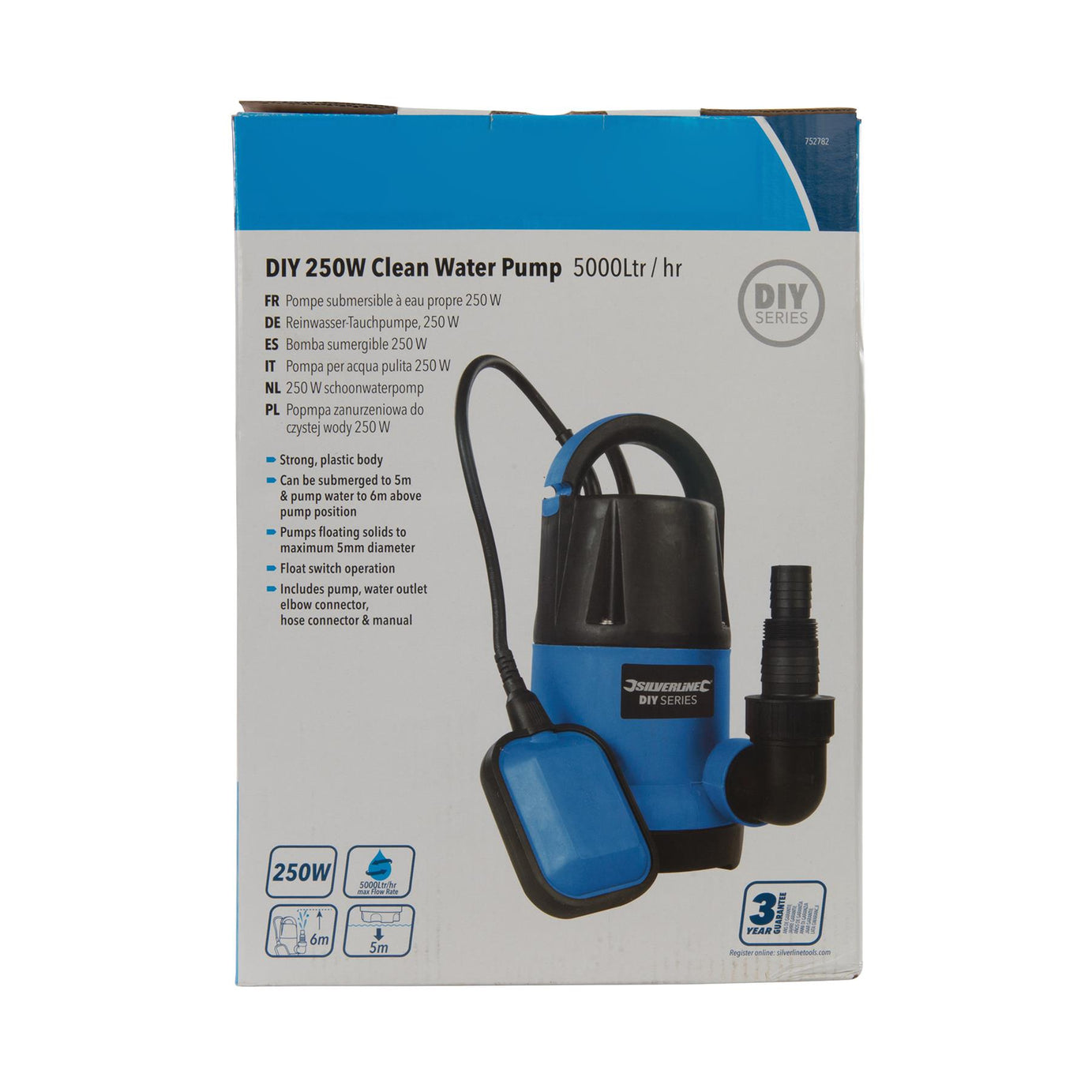 DIY Clean Water Pump Strong Plastic Body With Float Switch 5000Ltr/Hr 250W