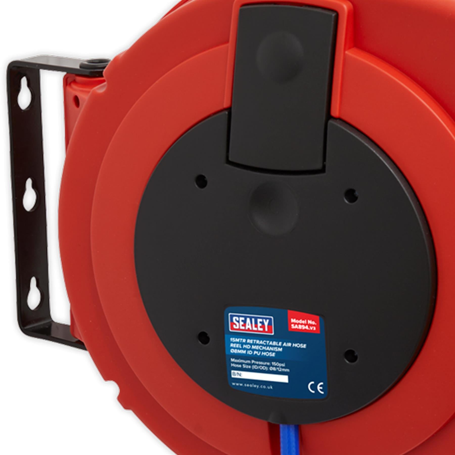 Sealey Retractable Air Hose Reel HD Mechanism 15m x 8mm PU Hose