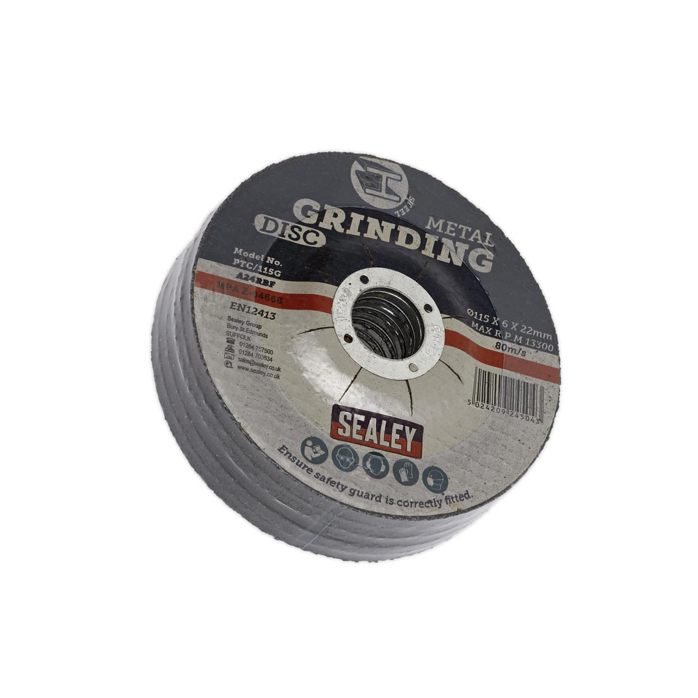 Sealey Grinding Disc 115 x 6mm 22mm Bore - Pack of 5