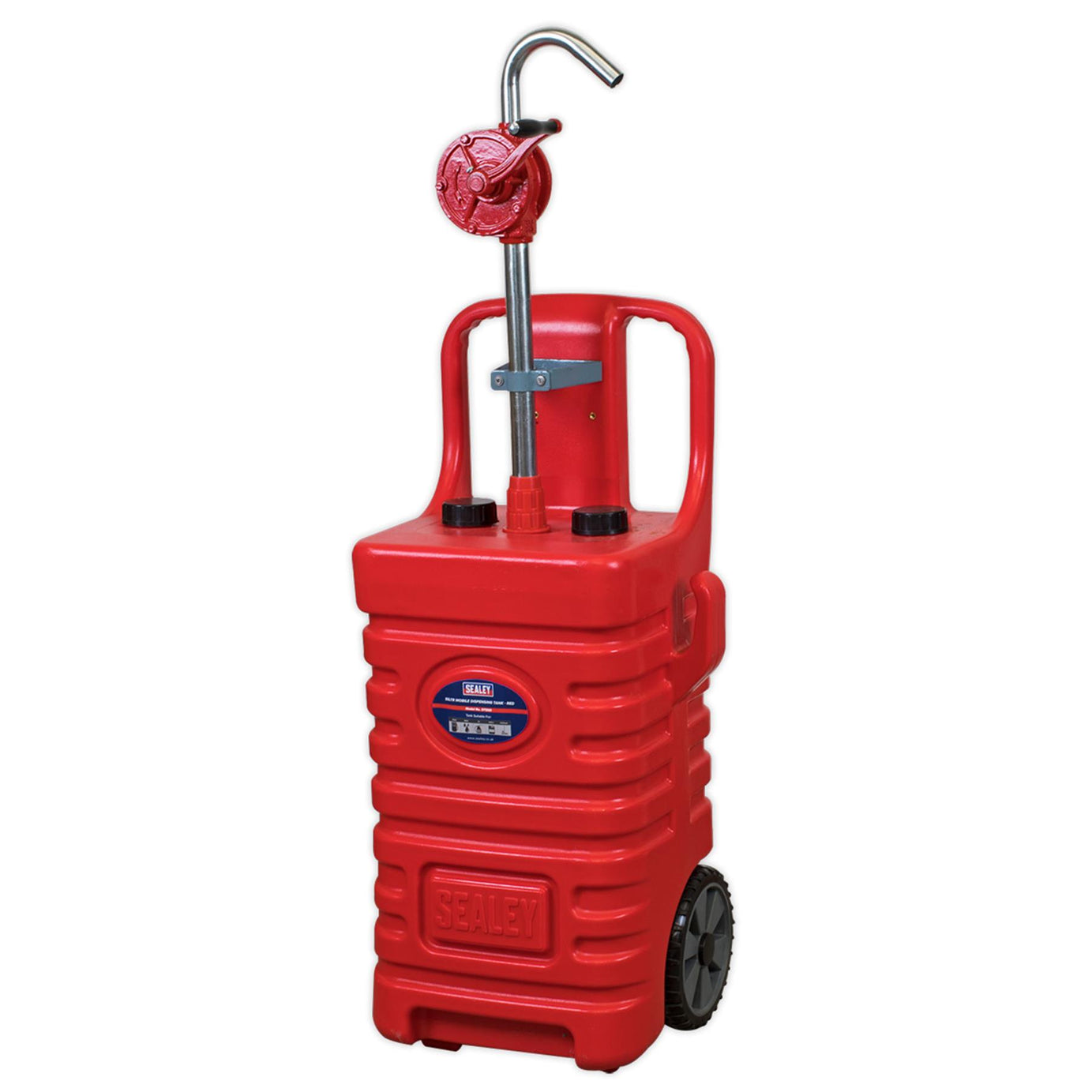 Sealey Mobile Dispensing Tank 55L with Oil Rotary Pump - Red