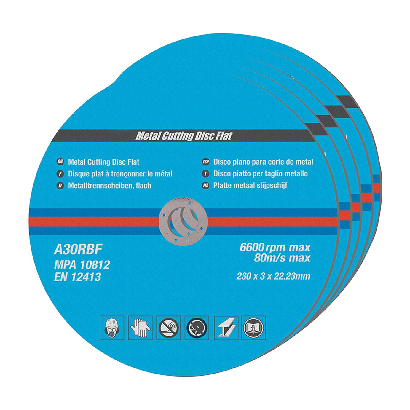 Metal Cutting Discs, Flat, Angle Grinder, 230mm X 3mm, Steel, Grinding 5Pk