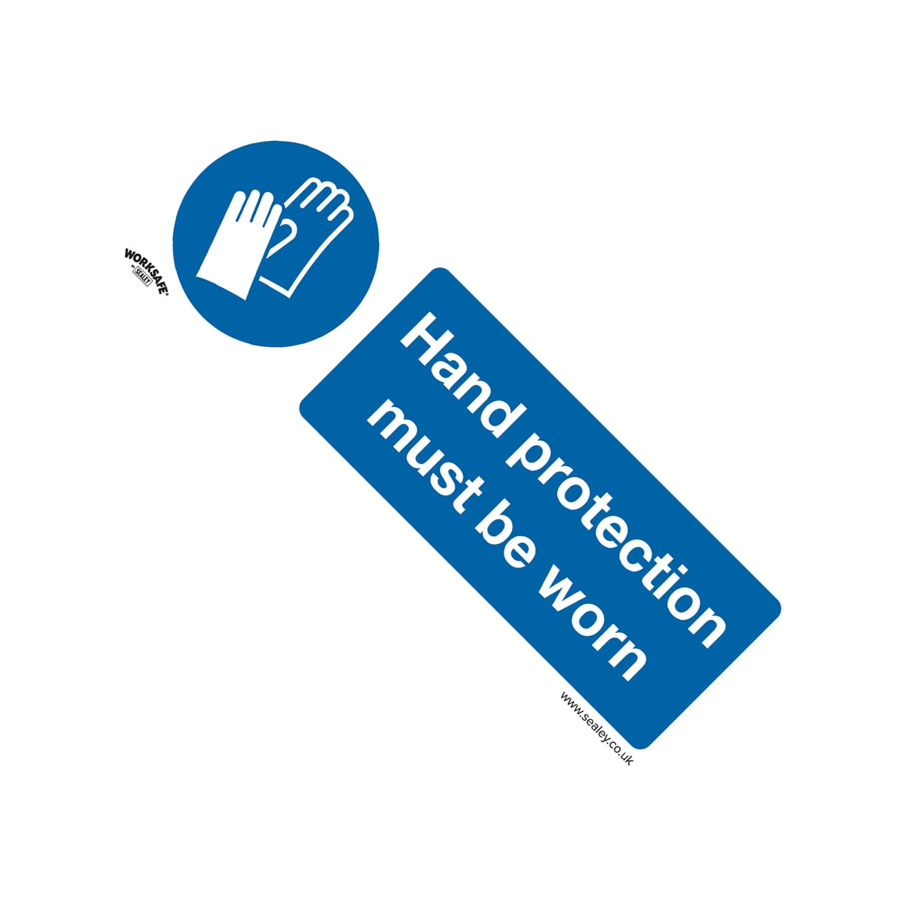 Mandatory Safety Sign - Hand Protection Must Be Worn - Self-Adhesive Vinyl