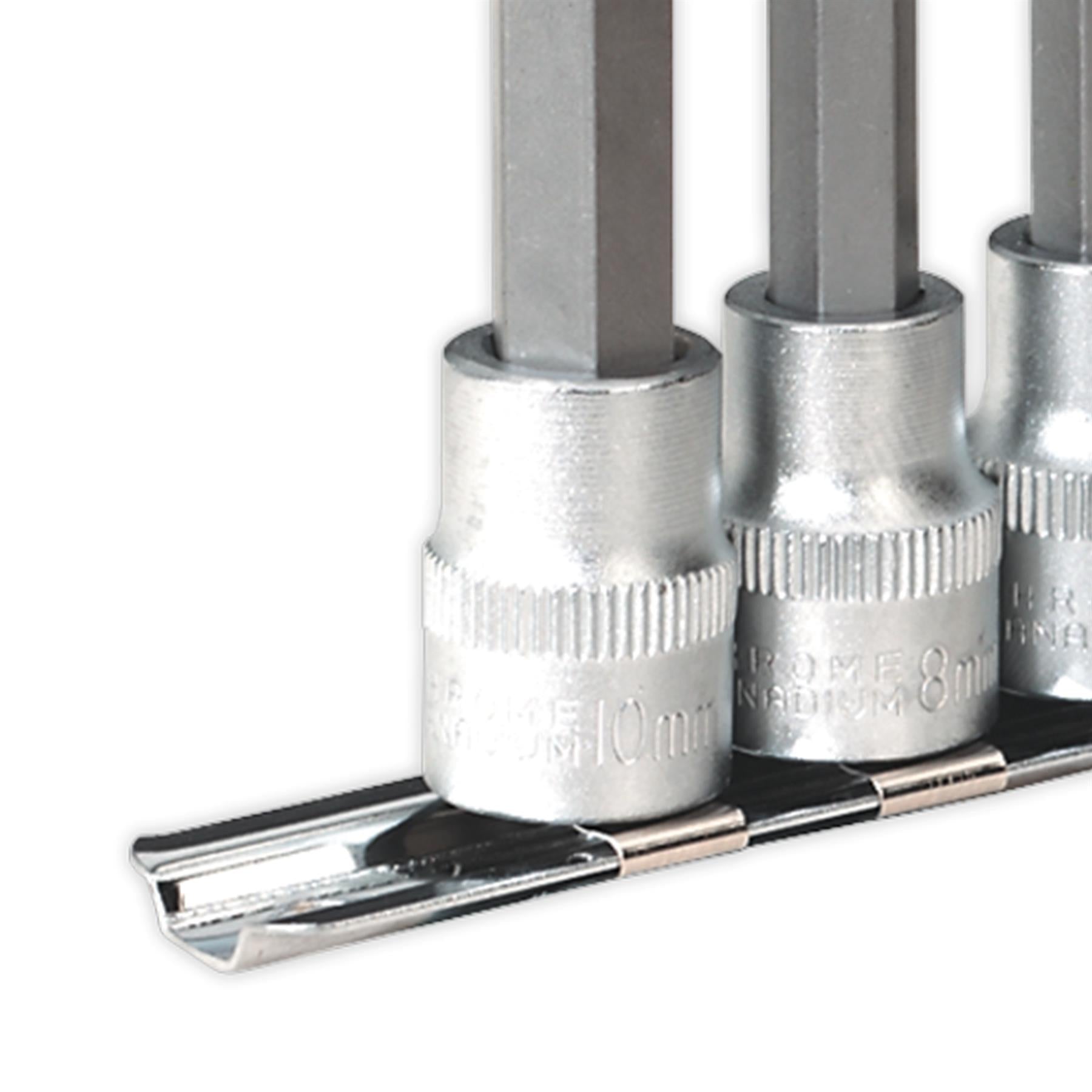 Sealey Ball-End Hex Socket Bit Set 7pc Metric 3/8"Sq Drive 100mm