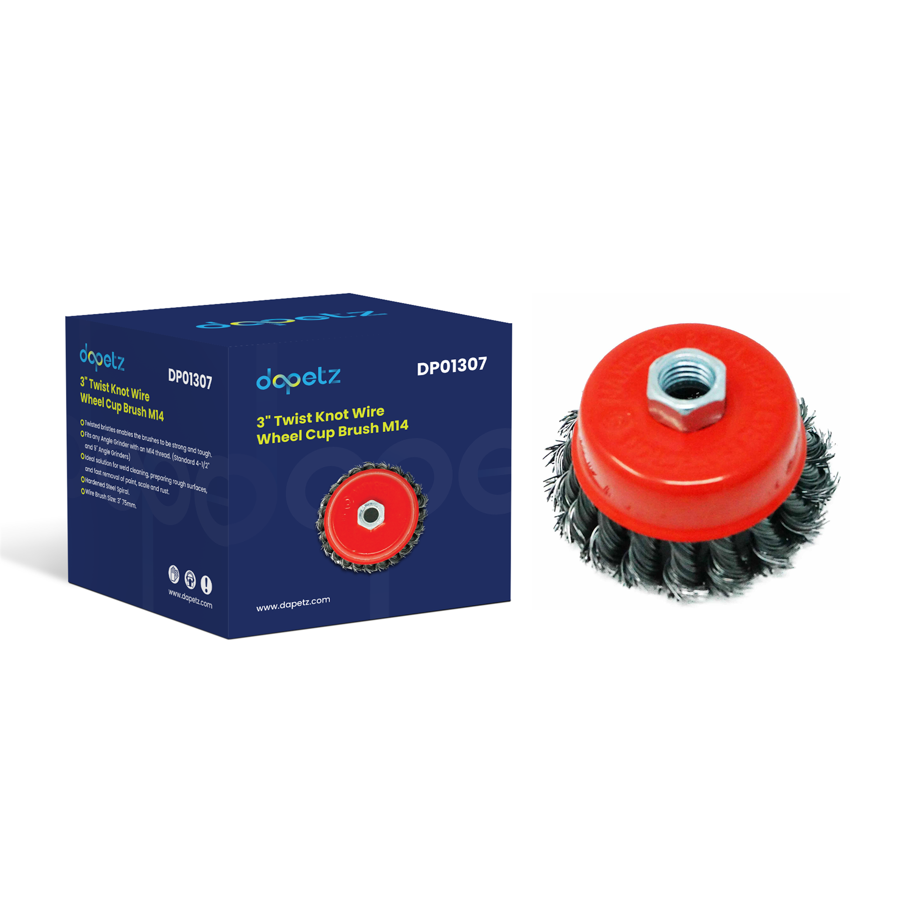 Twist Knot Wire Wheel Cup Brush 3" M14 for 4.5" 115mm 9" Angle Grinder