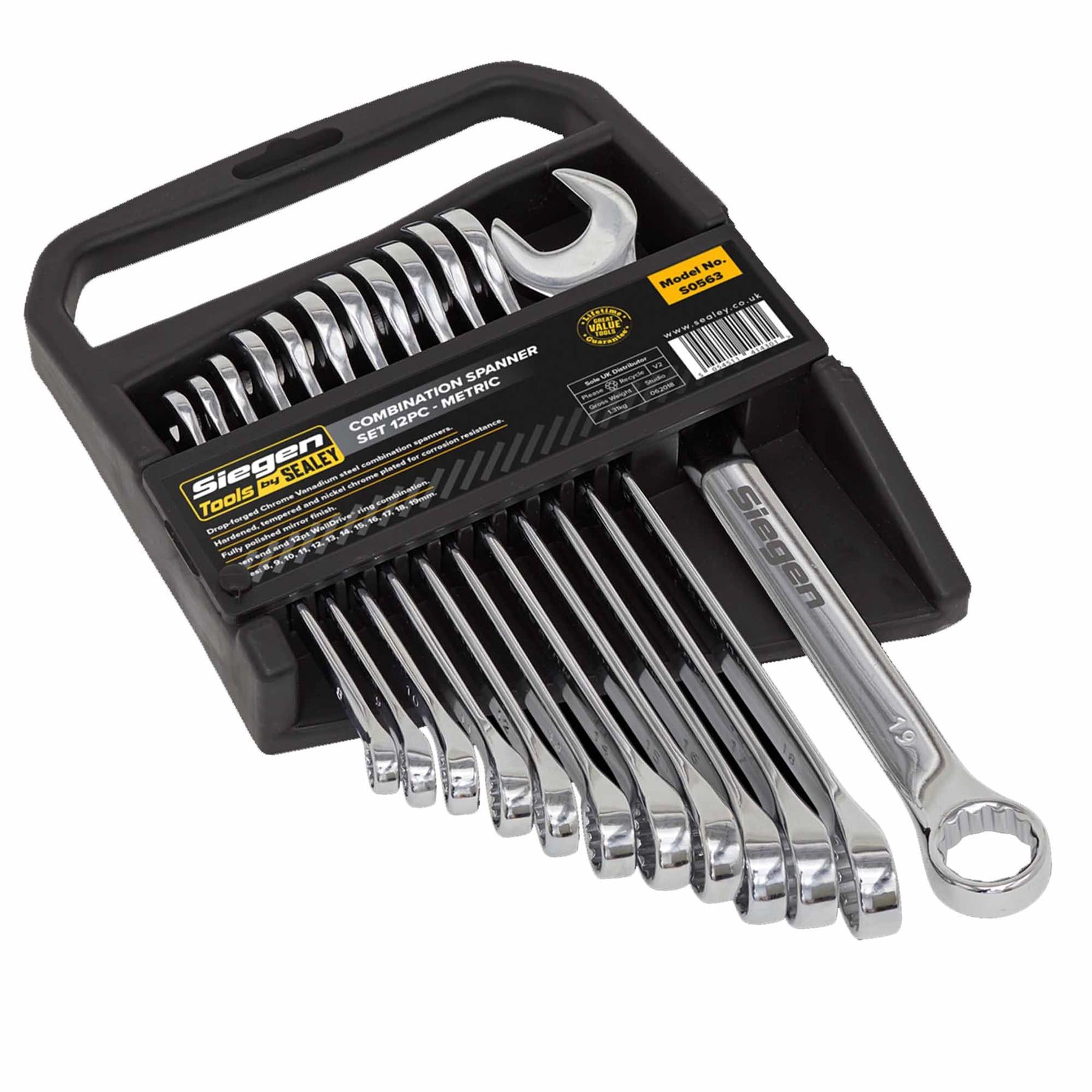 Sealey Combination Spanner Set 12pc Metric