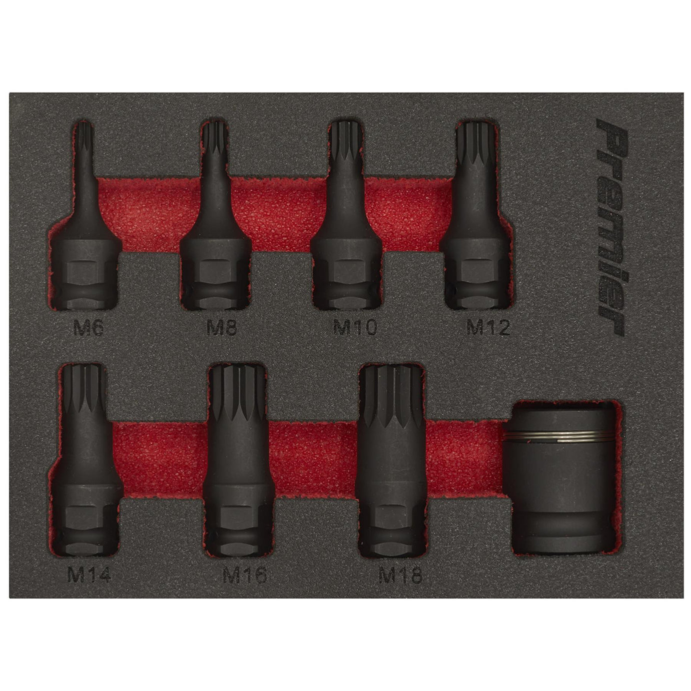 Sealey Impact Spline Socket Bit Set 8pc 3/8"Sq Drive