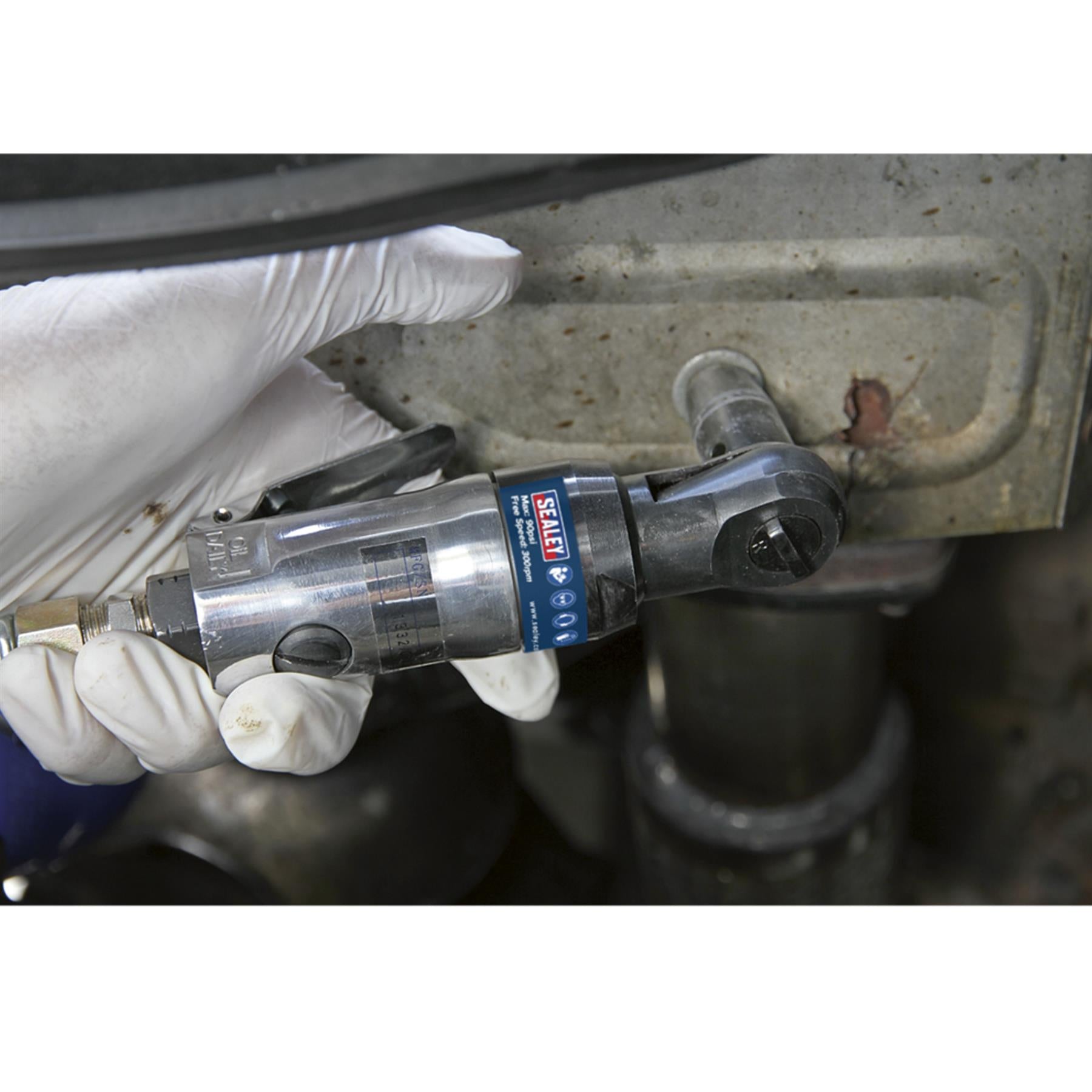 Sealey Air Ratchet Wrench 3/8"Sq Drive Super Stubby