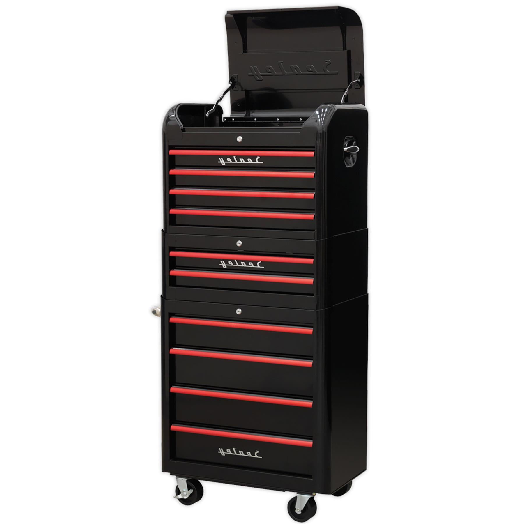 Sealey Retro Style Tool Chest Combination 10 Drawer - Black/Red
