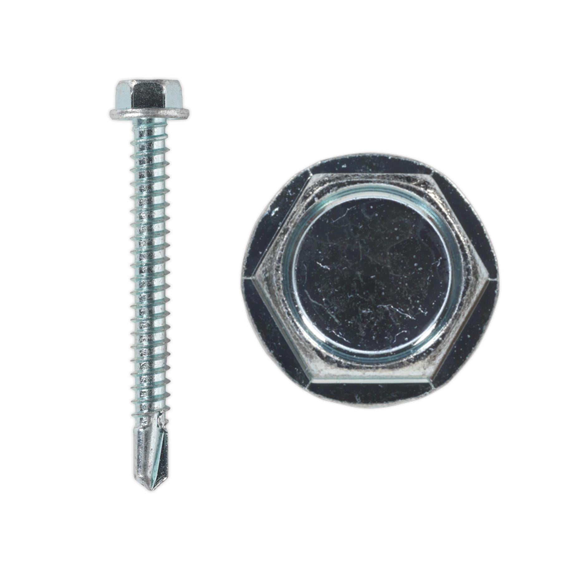 Sealey Self Drilling Screw 5.5 x 50mm Hex Head Zinc Pack of 100