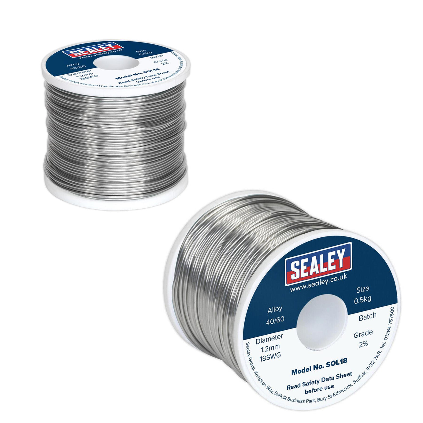 Sealey Solder Wire Quick Flow 1.2mm/18SWG 40/60 0.5kg Reel
