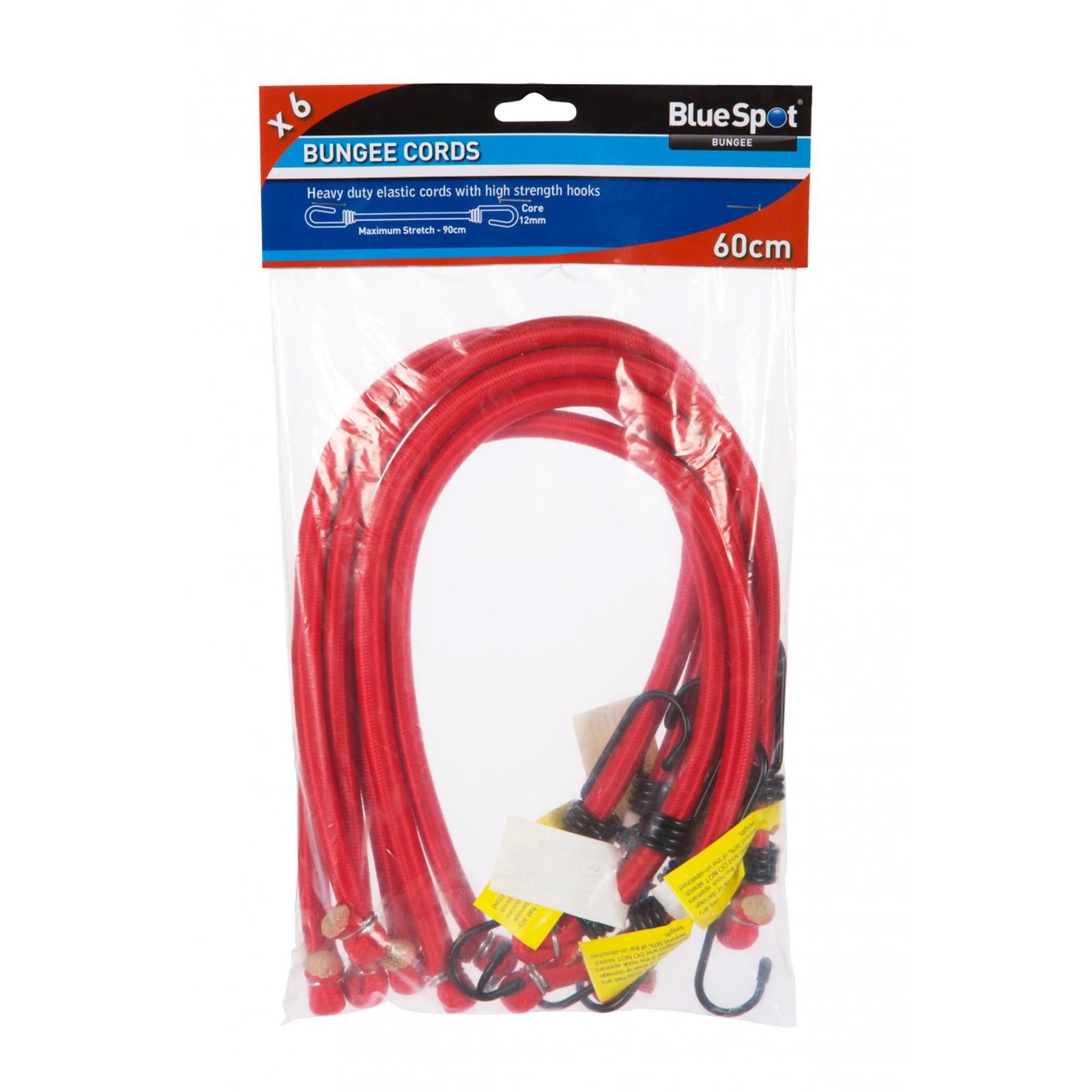 Bluespot Bungee Straps Cords 6Pce 60cm With Hooks Elasticated Rope Cord Car Bike