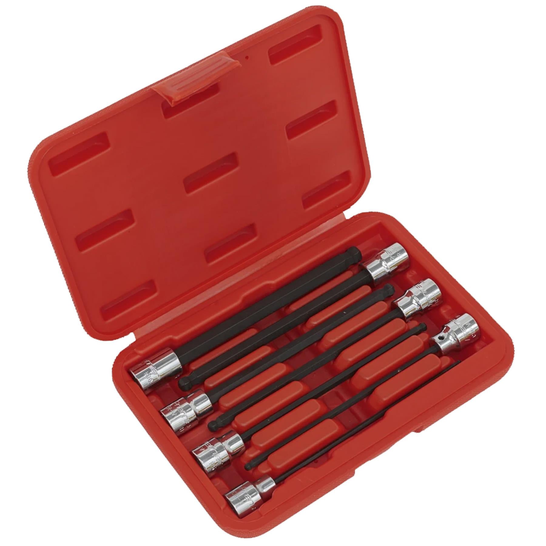 Sealey Ball-End Hex Socket Bit Set 7pc 3/8"Sq Drive 150mm Metric