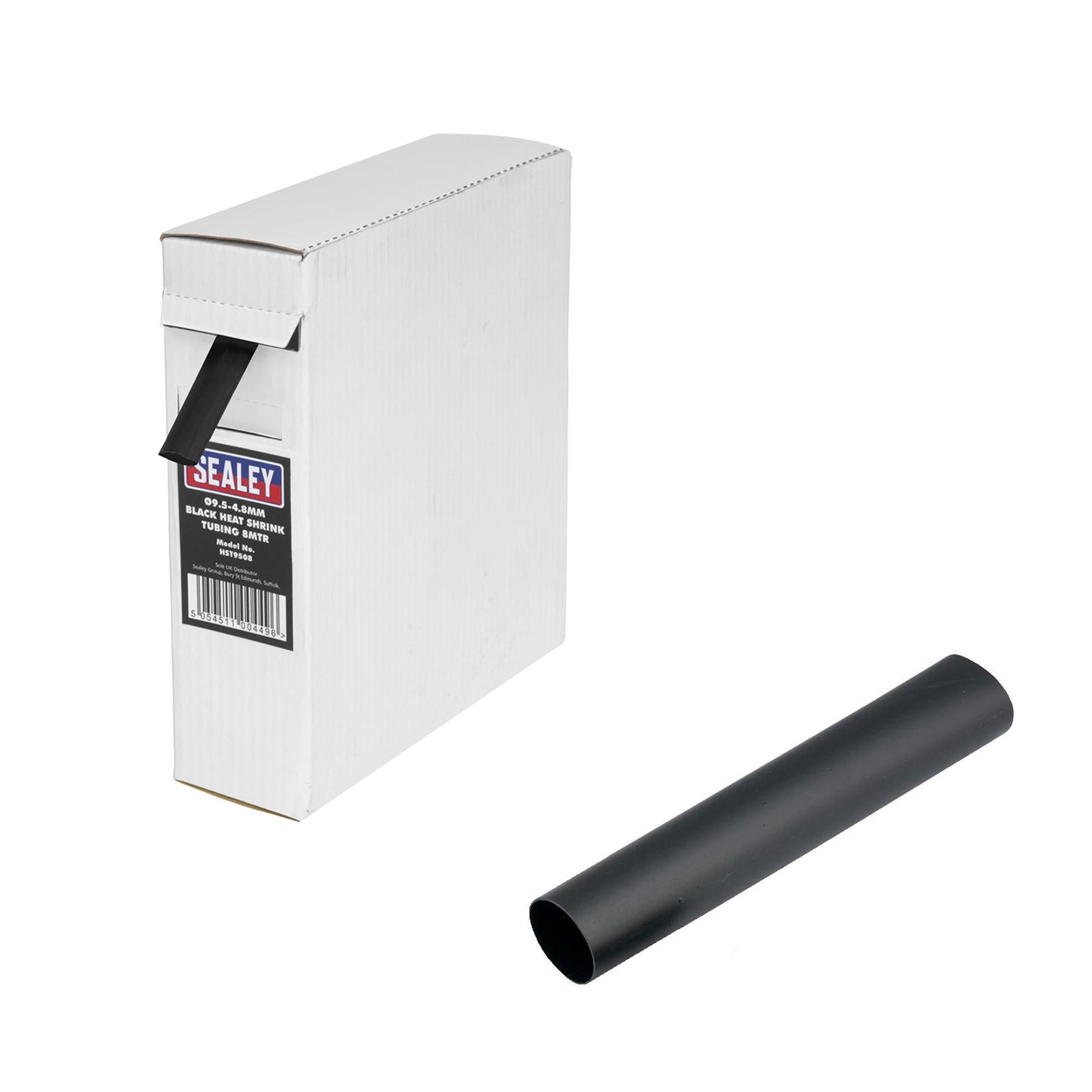 Sealey Heat Shrink Tubing Black 9.5-4.8mm 8m