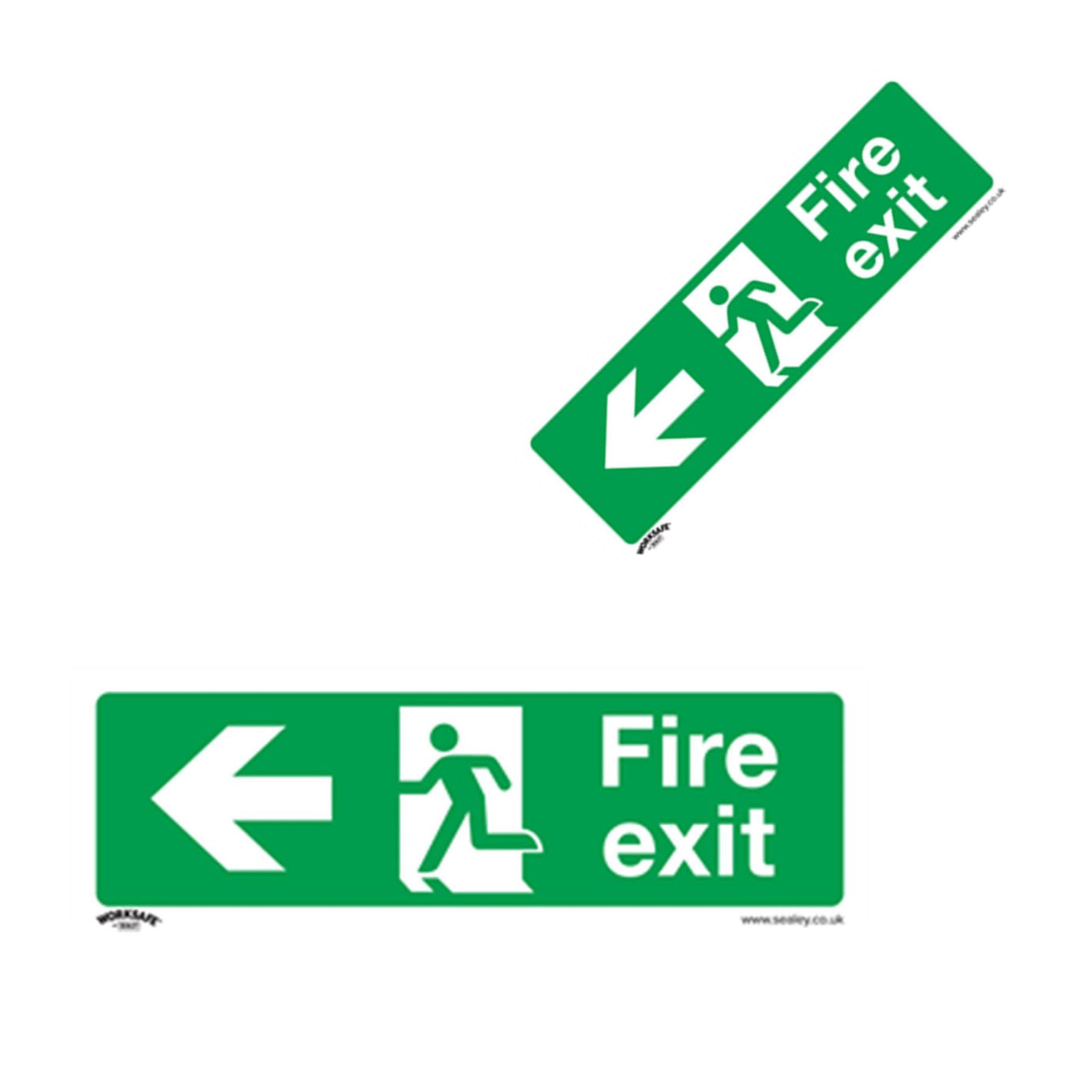 Safety Sign - Fire Exit (Left) - Rigid Plastic - Pack of 10. Sealey