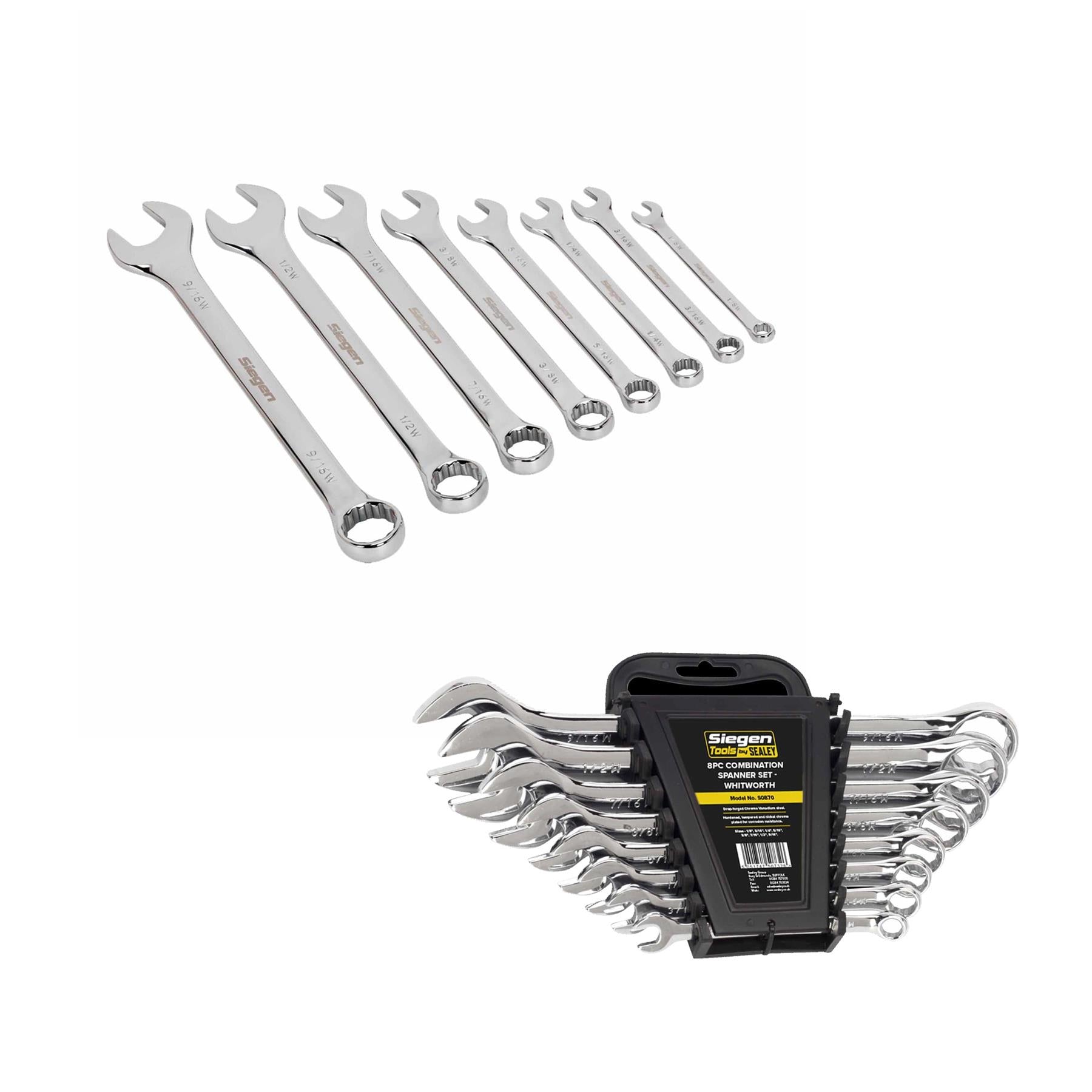 Sealey Combination Spanner Set 8pc Whitworth