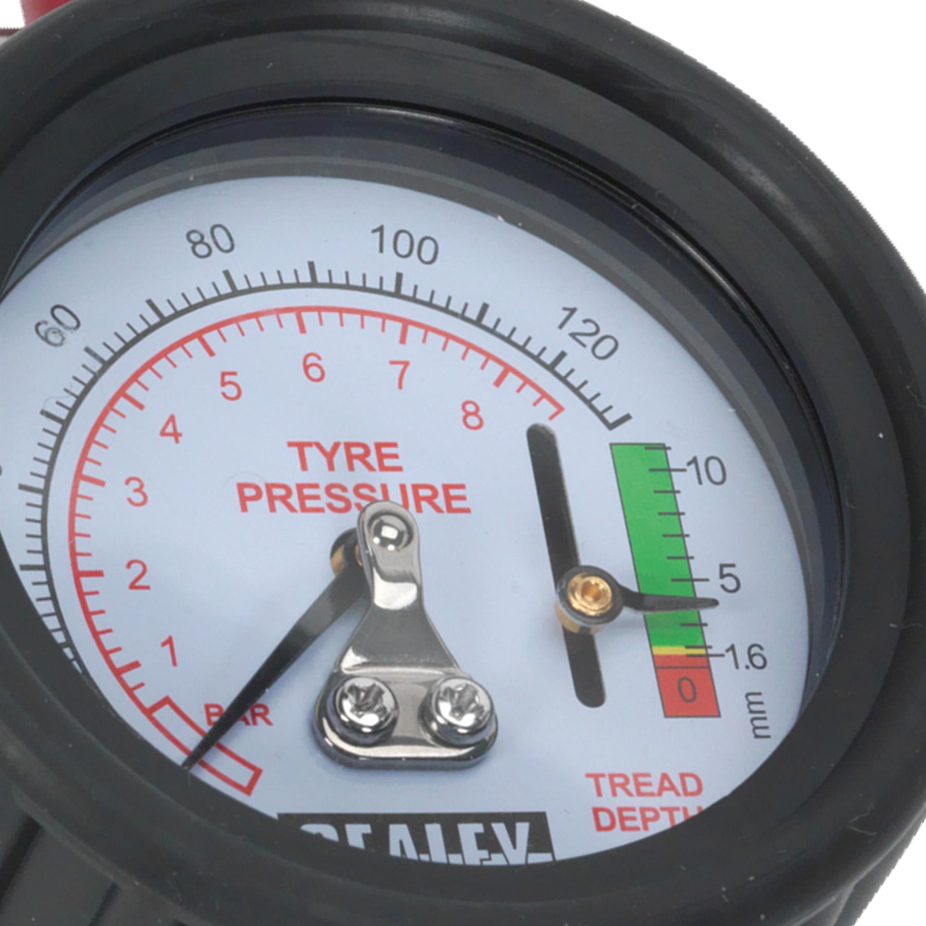 Sealey Tyre Pressure Gauge with Tread Depth Gauge 0-8bar(0-120psi)
