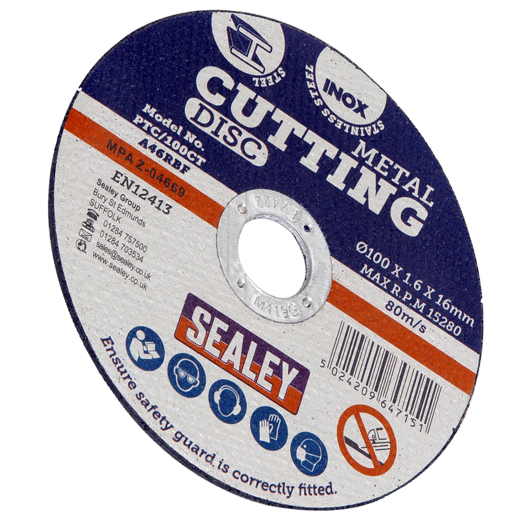 Sealey Cutting Disc 100 x 1.6mm 16mm Bore Stainless steel.