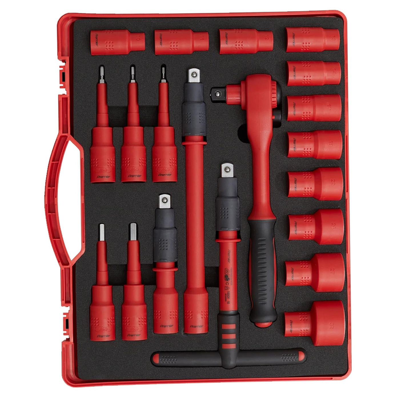 Sealey Insulated Socket Set 20pc 1/2"Sq Dr WallDrive VDE App.