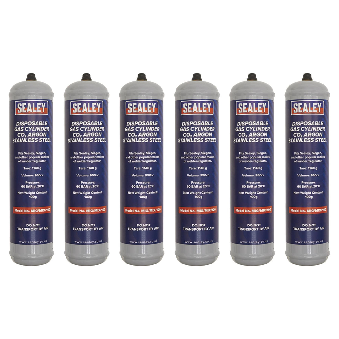 Sealey Gas Cylinder Disposable Carbon Dioxide/Argon 100g - Box of 12