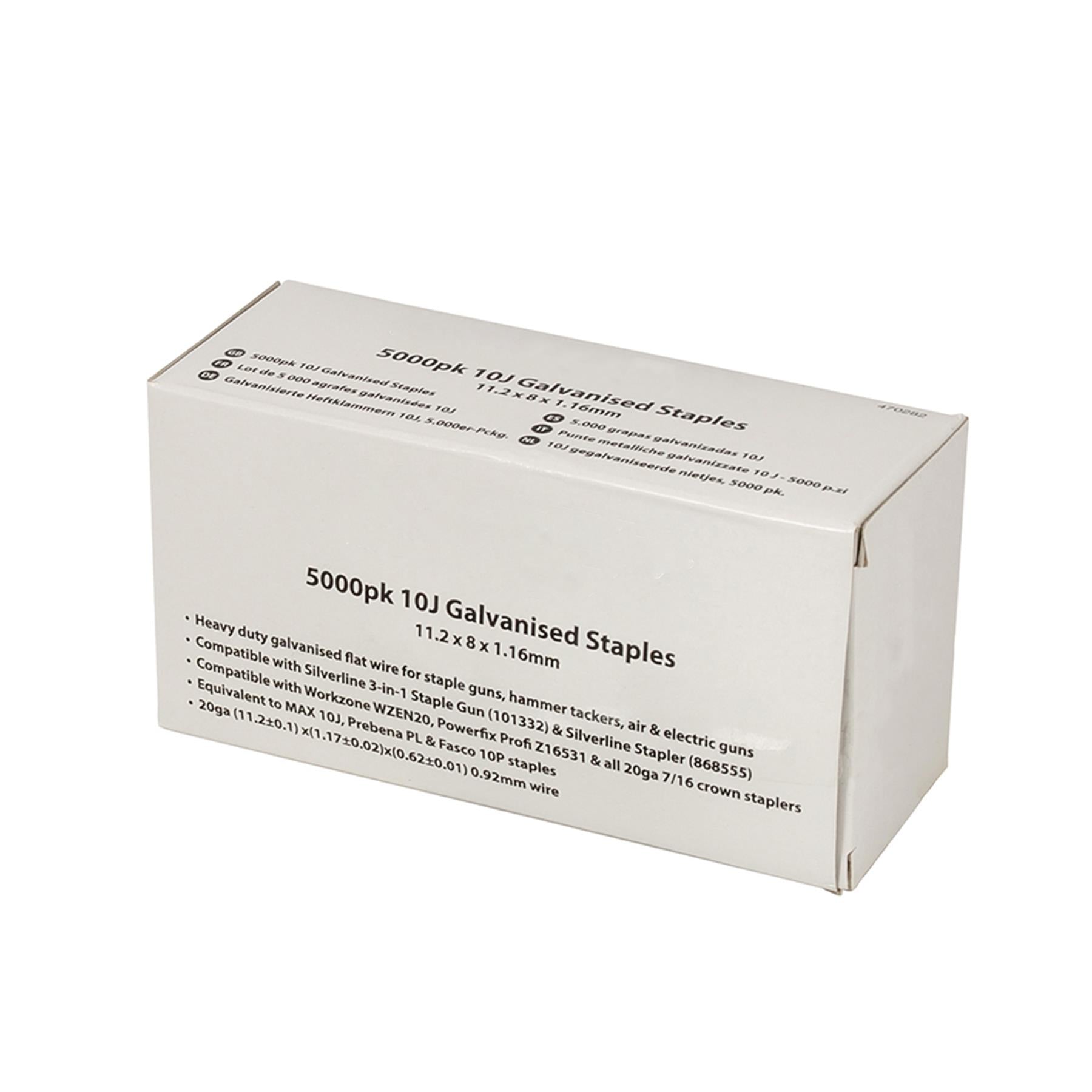 10J Galvanised Staples 5000Pk 11.2 x 8 x 1.17mm For Staple Air And Electric Guns