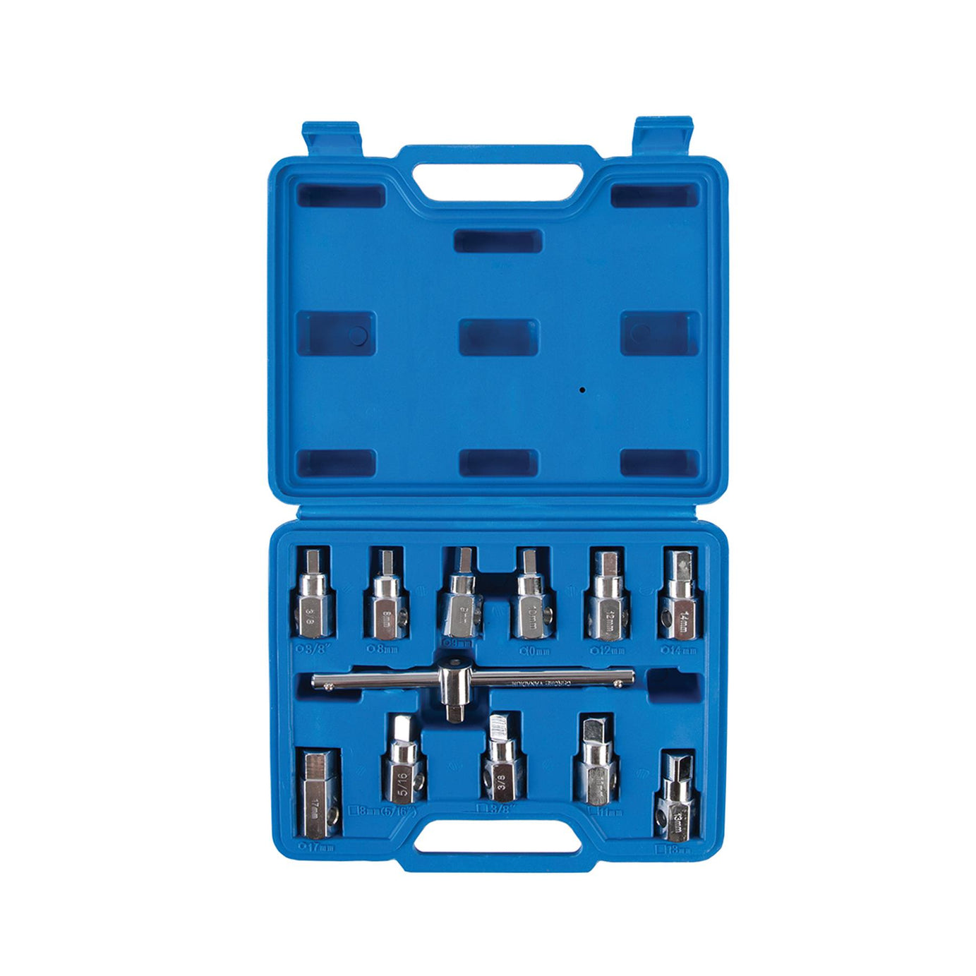 Universal Drain Plug Key Set 12Pc 3/8" / 8 - 17mm Hexagonal And Square Shaped