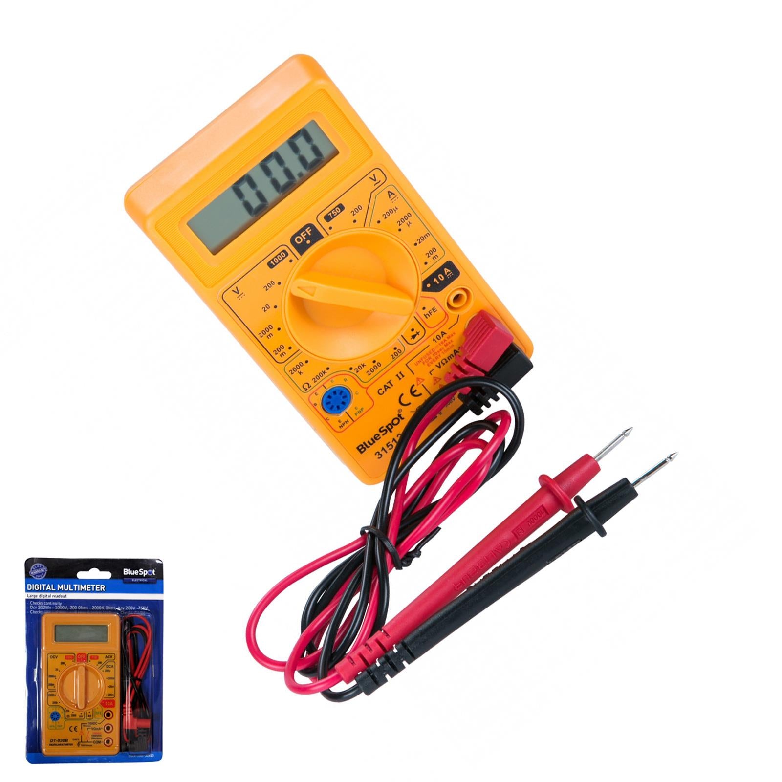 BlueSpot Digital Multi-Meter 9V Circuit Tester AC DC VoltMeter Amp Reader MultiTester