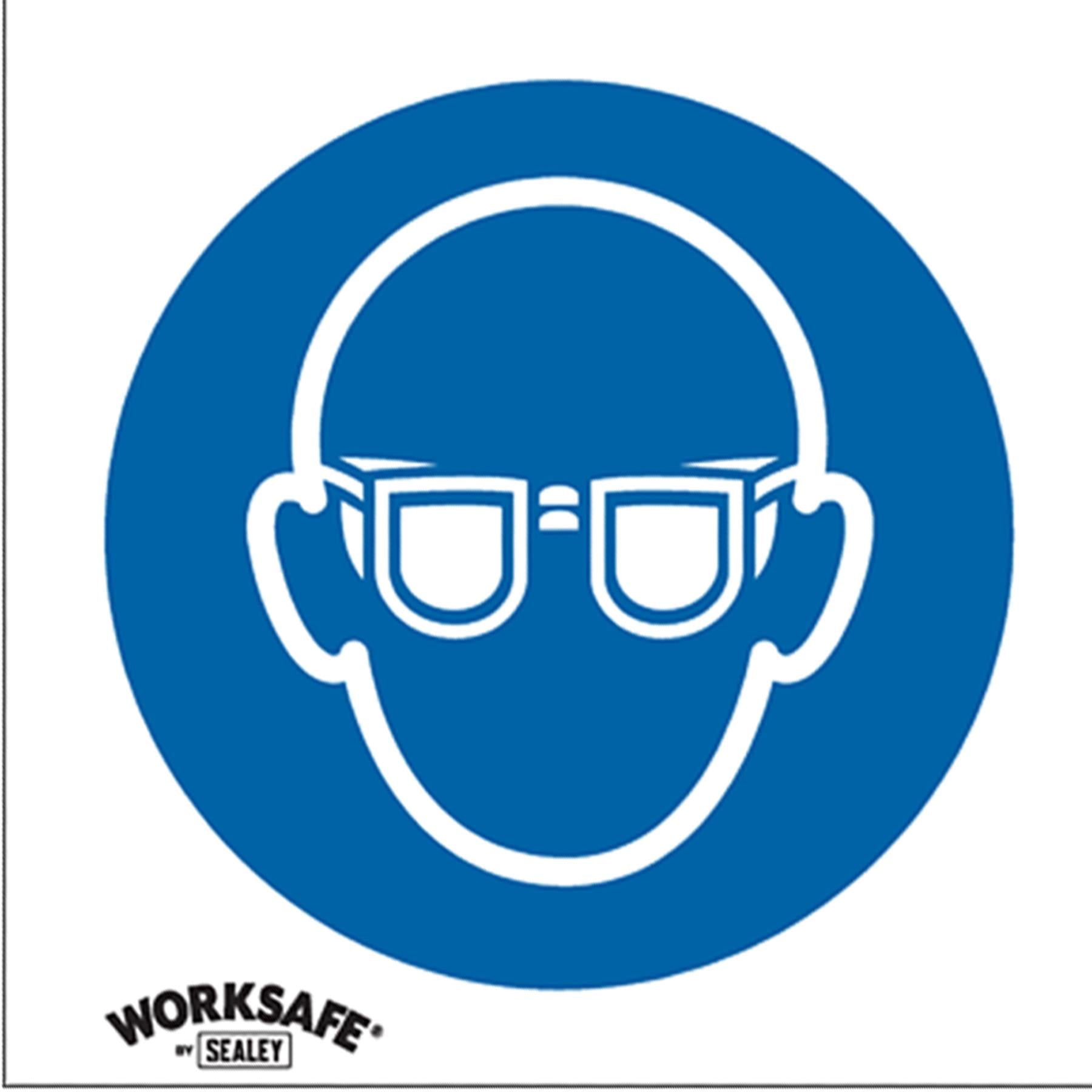 Sealey Safety Sign - Eye Protection Must Be Worn-Self-Adhesive-Pk10
