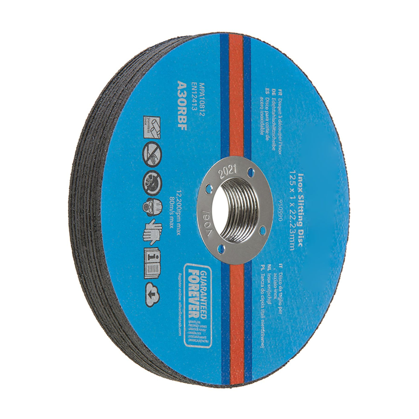 Inox Slitting Discs 10Pk For Cutting Stainless Steel 115 x 1 x 22.23mm