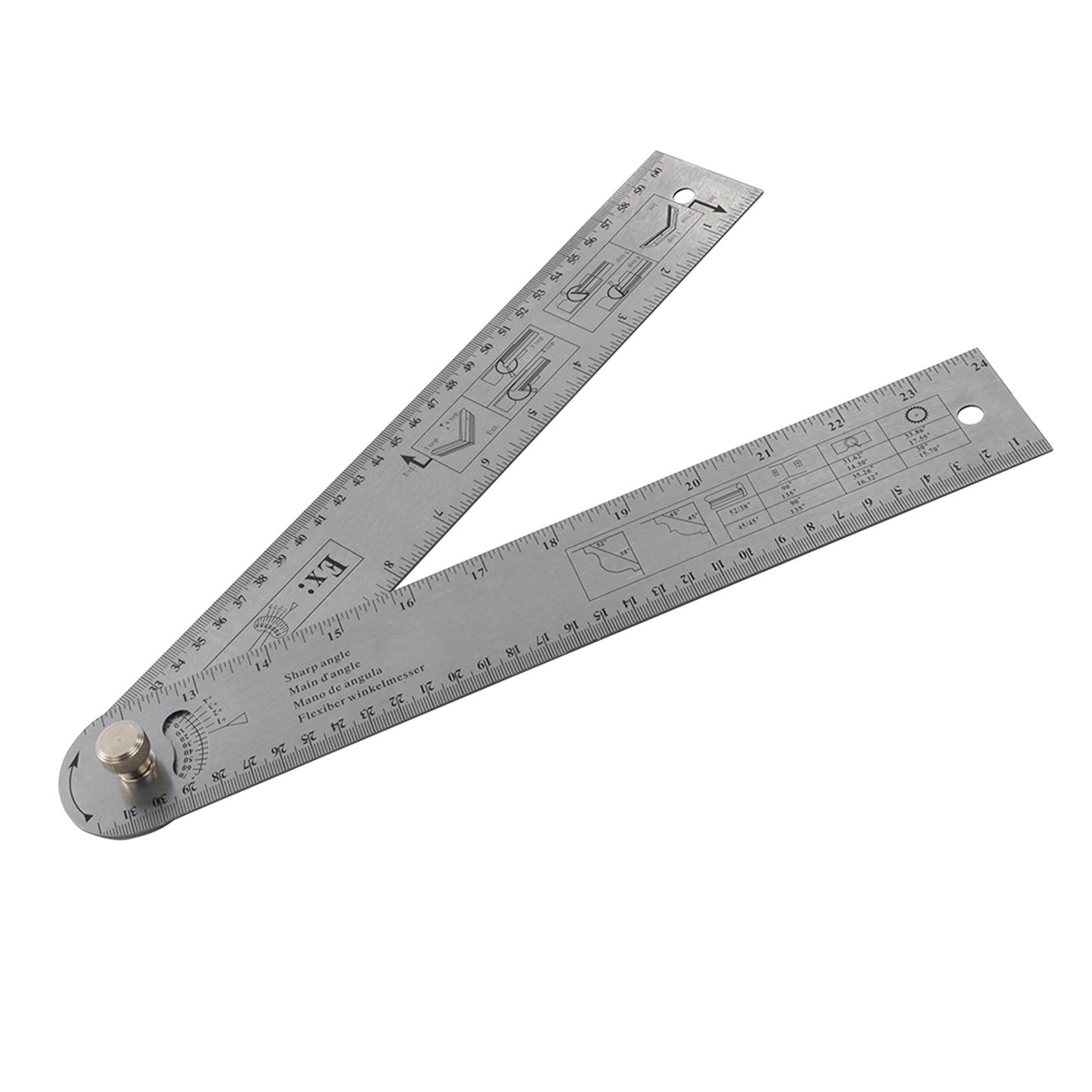 180 & 360 Degree Angle Finder Protractor Tool 600mm Steel Ruler Metric Imperial