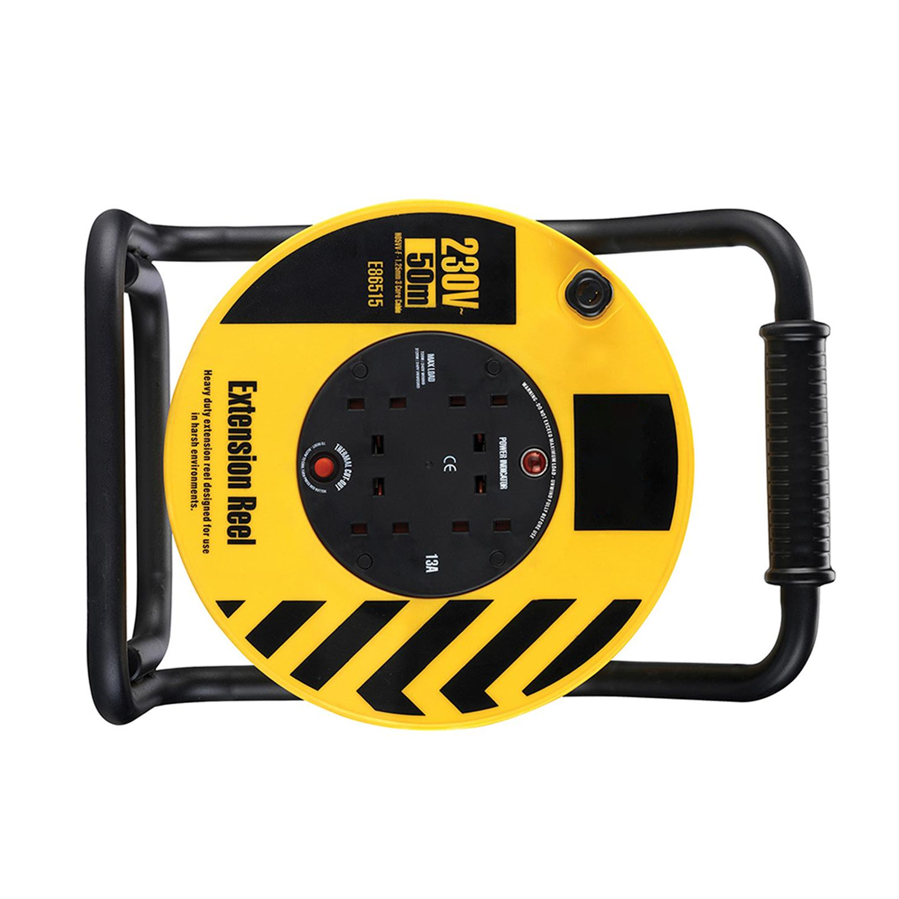Defender Heavy Duty Reel 4-Way 50m 230V 13A Strong steel frame