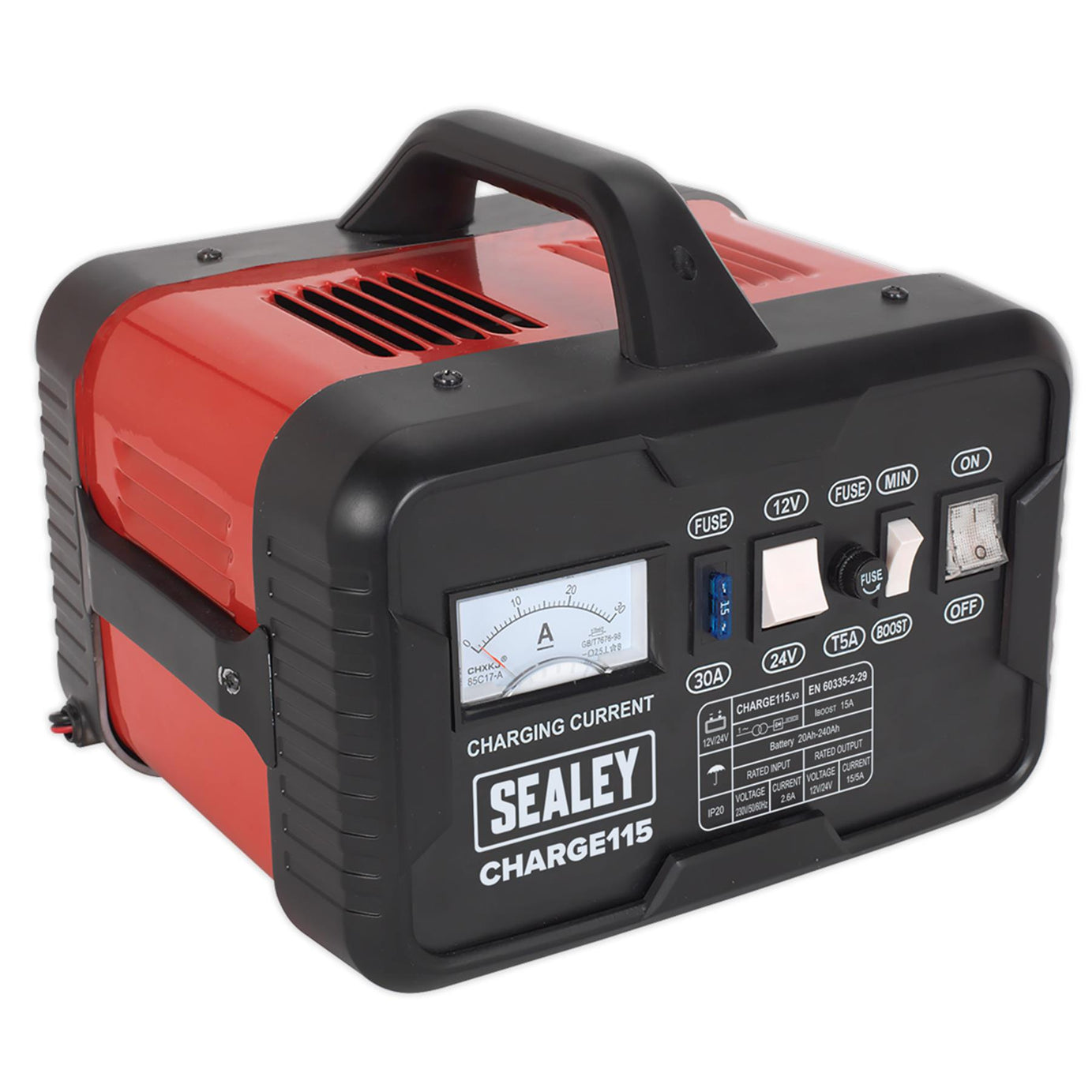 Sealey Battery Charger 19Amp 12/24V 230V Suitable For Regular and low maintenance batteries.